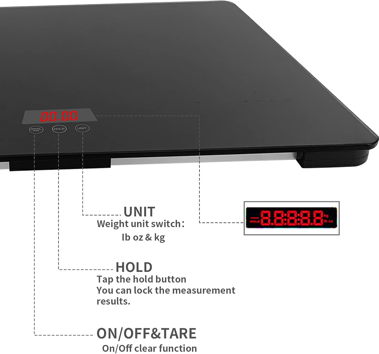 Digital Pet Scale to Measure Dog and Cat with 3 Weighing Modes, Kg, Oz, Lb, 220 Pound, Lbs, Capacity with Precision of 10G, Black 25.6 17.7Inch image number 1