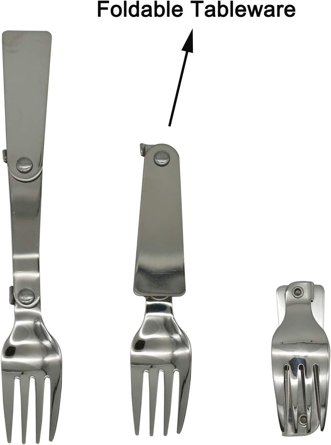 Maydahui 6 PCS Foldable Spoon Fork Portable Camping Cutlery SUS 18/10（304）Stainless Steel Spork Multi-Functional Folding Fruit Forks for Travel Outdoors Tableware Hiking Survival Camping image number 2