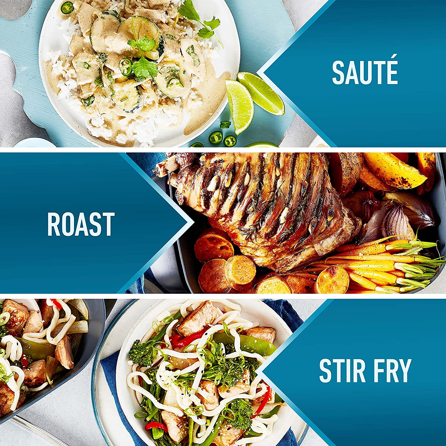 Sunbeam Banquet Electric Frying Pan and Skillet Set, Diamondforce Non-Stick Pan Coating, Even Heat Cooking, Easy Wipe-Clean Up, Black image number 5