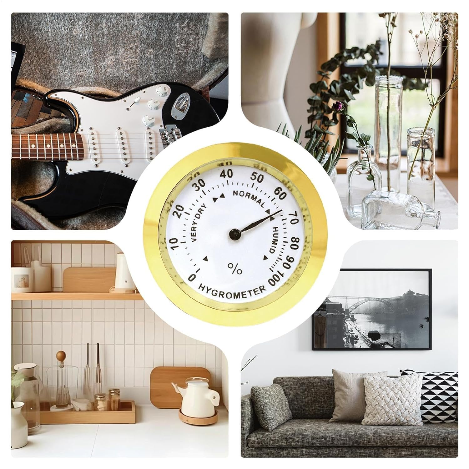 Humidor Hygrometer - Analog Reader, round Humidity Gauge | High Precision Analog Sensor, Accurate Humidity Monitor for Cabinet Maintenance, Hygrometer Tool for Storage Cans Setup Shelf Use image number 5