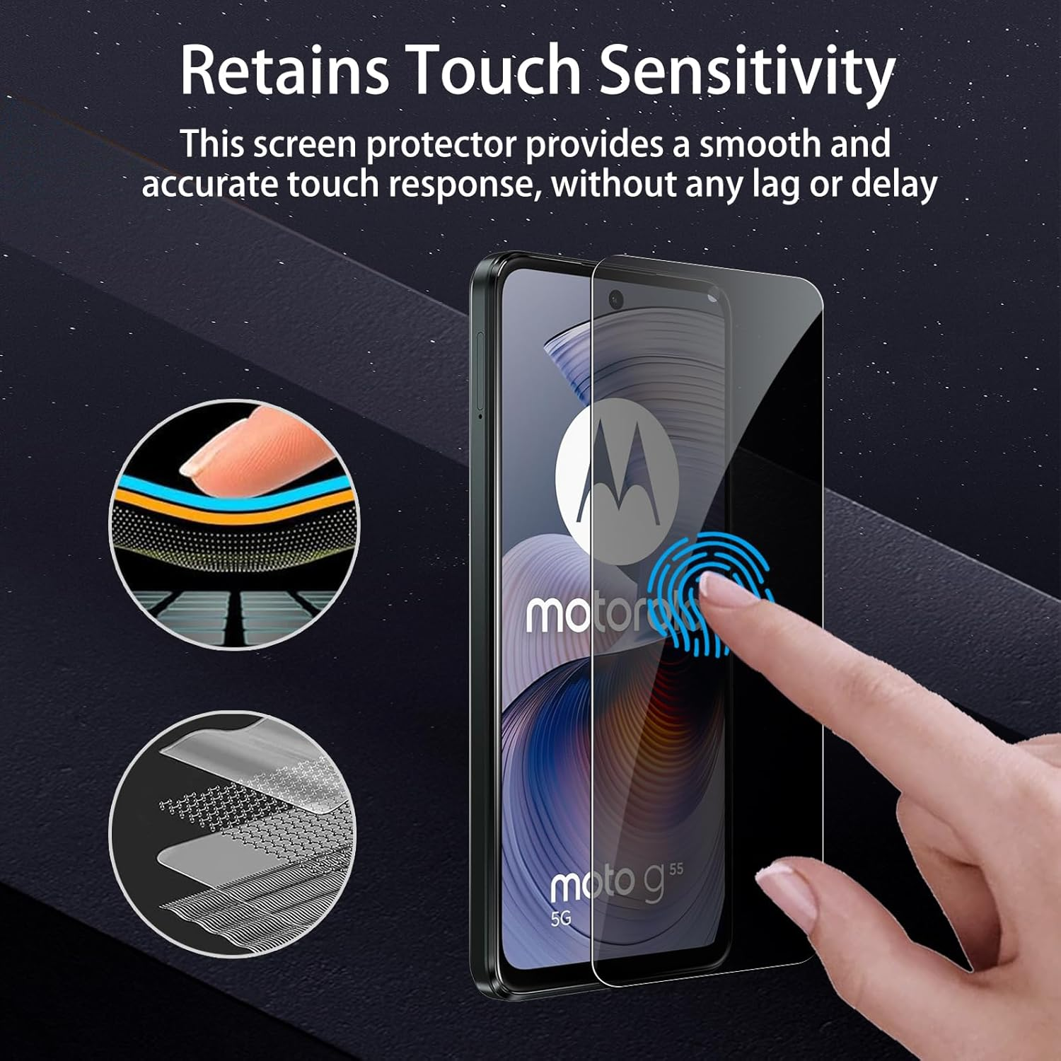 GXAYZ Privacy Screen Protector for Motorola Moto G55 5G, Privacy Tempered Glass Protection, Anti-Peeping Privacy Film, Anti-Spy Protective Glass, Pack of 2 image number 3
