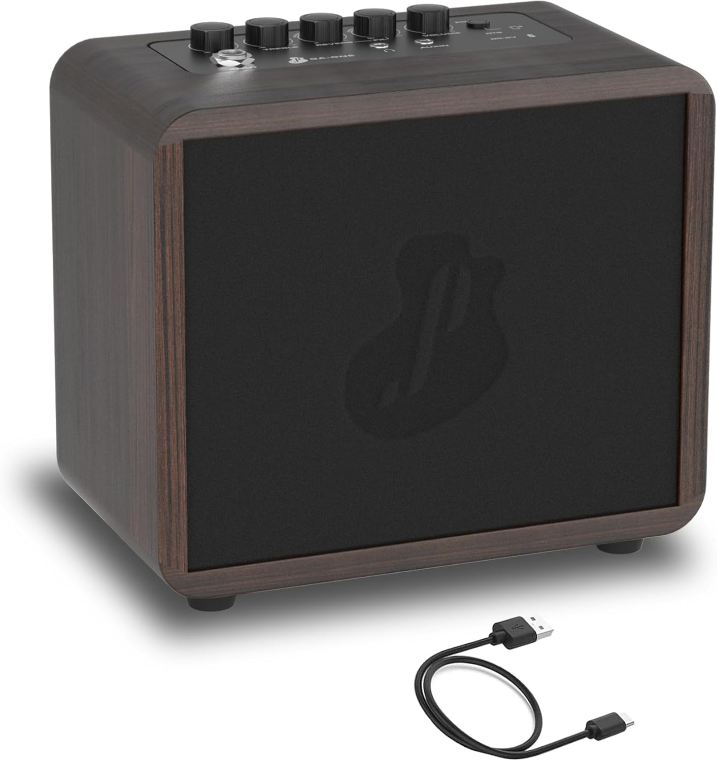 JUSTPRO 15W Mini Guitar Amp, Portable Acoustic/Electric Guitar Amplifier Rechargeable, Wireless Guitar Practice Amp with Reverb, Chorus & Delay, Supports OTG, AUX, REC, Bass and Treble Control image number 4