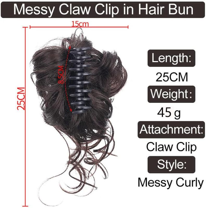 Messy Bun Hair Piece, Wavy Claw Clip Messy Bun Hair Clip, Synthetic Fake Buns Hairs Extensions, Soft Hairs Buns Hairpieces for Women Daily Wear (Dark Brown, Medium) image number 6