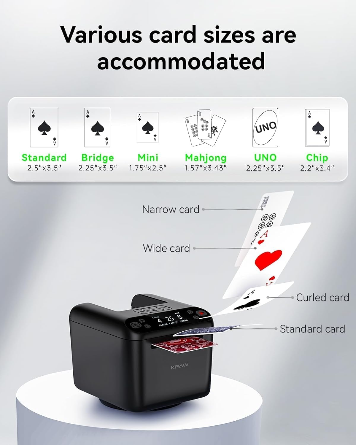 Automatic Card Dealer Machine- 3 Decks Capacity,With 4 Drawing Remotes,Adjustable for 1-12 Players,360&deg; 180&deg; Rotation, Supports Multiple Card Sizes Including Poker, Mahjong, Bridge, and Standard Cards