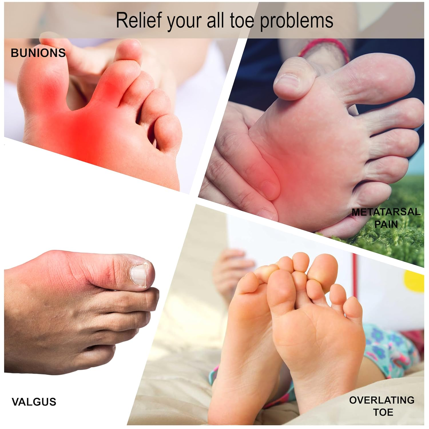 Wonder Care [ 2 Pcs] Silicone Toe Separator for Feet Gel Toe Pads Toe Big Toe Corrector Bunion Toe Straightener Yoga Toe Stretcher Hammer Toe Bunion Blue [Pair of 1] - 6, White image number 5