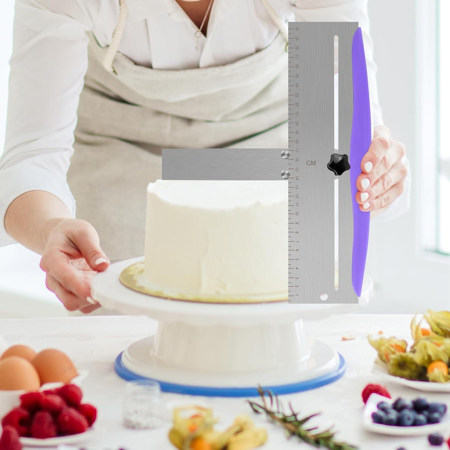 12-Inch Adjustable Stainless Steel Cake Scraper and Smoother for Perfect Buttercream Edges &ndash; Ideal Tool for Mousse, Cream Cakes, and Frosting image number 6