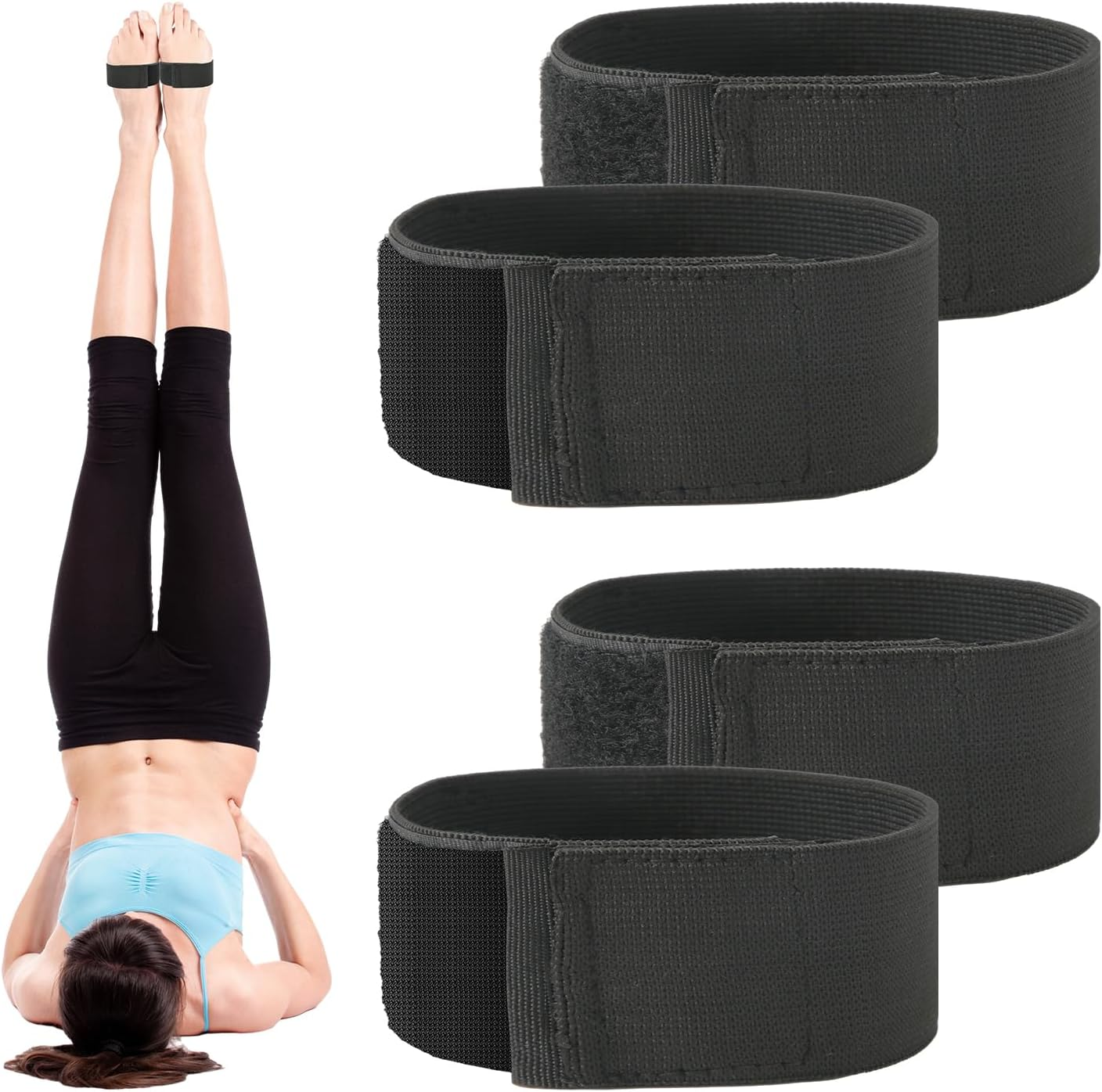 PEUTIER 2 Pairs Sticky Toes for Gymnastics, Ankle Straps Tumbling Trainer Stretch Back Handspring Trainer Gymnastics Cheerleading Dance Equipment for Girls Boys Adults Beginners Practice, Black