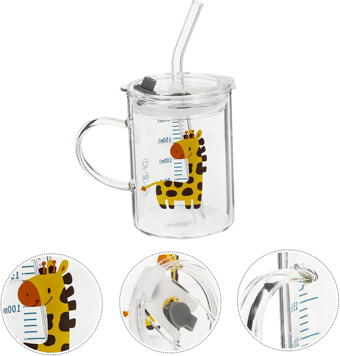 COOLHIYA Creative Cartoon Deer Drinking Mug with Kids Water Cup Glass Milk Cup for Toddlers Ideal for Juice and Milk Fun and Functional Design with Lid