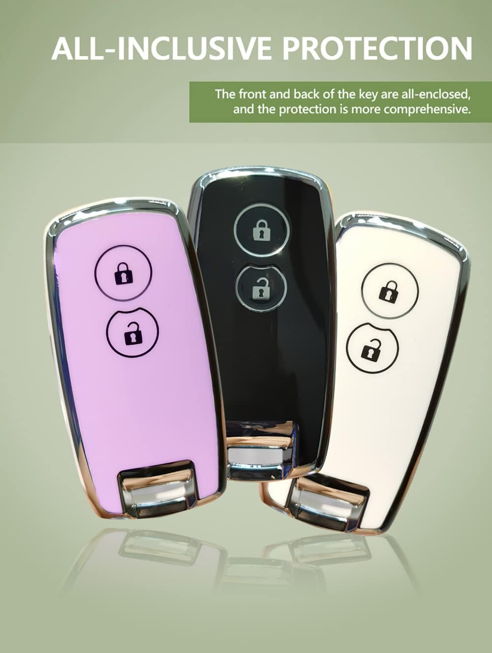 KUNIO Car Key Fob Cover Case Fit for Suzuki Swift SX4 Grand Vitara XL-7 SCORSS Key Protective Cover Keychain TPU Key Holder Car Accessory 2 Buttons B White image number 4