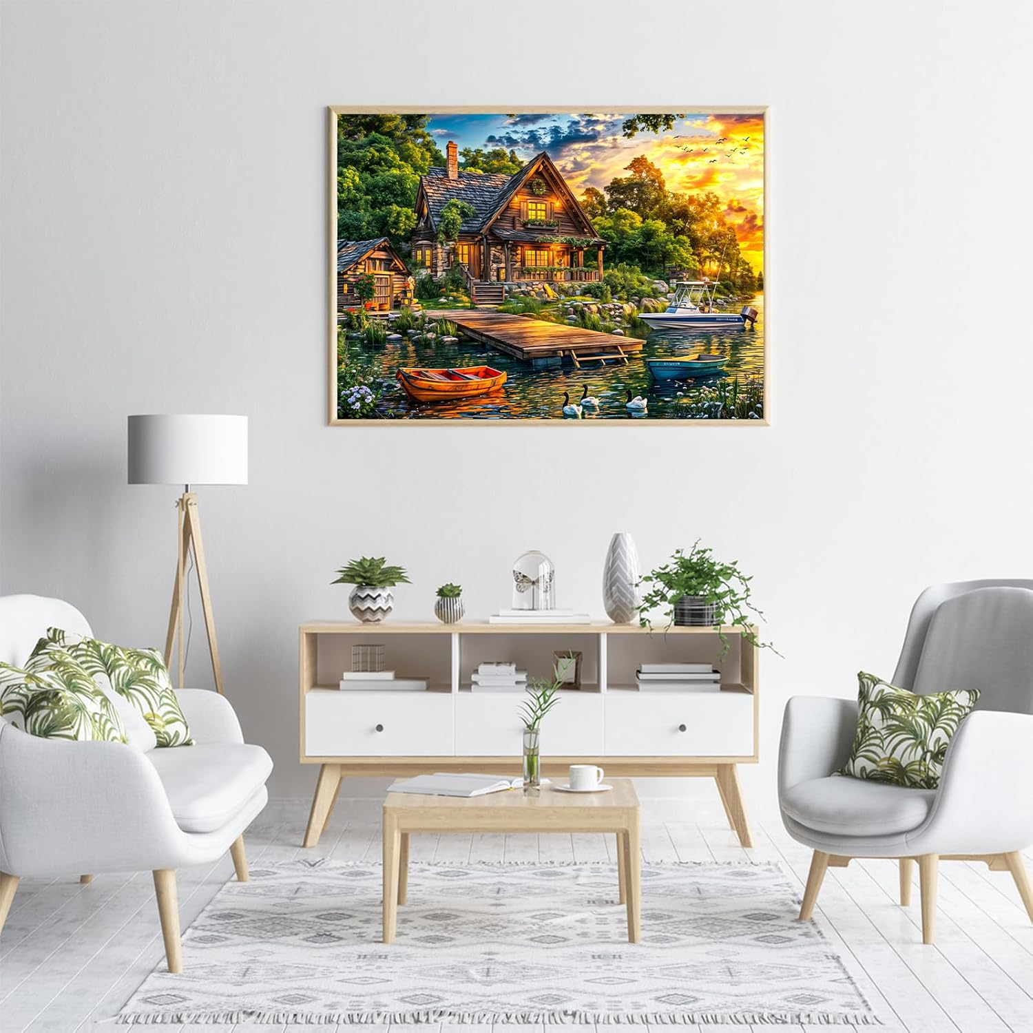 Jigsaw Puzzles for Adults 1000 Pieces, Interlock Perfectly Letter on Back No Dust, Home Decor Birthday Gift Toy for Men Women Elders Seniors, 1:1 Poster - Holiday Cottages image number 1