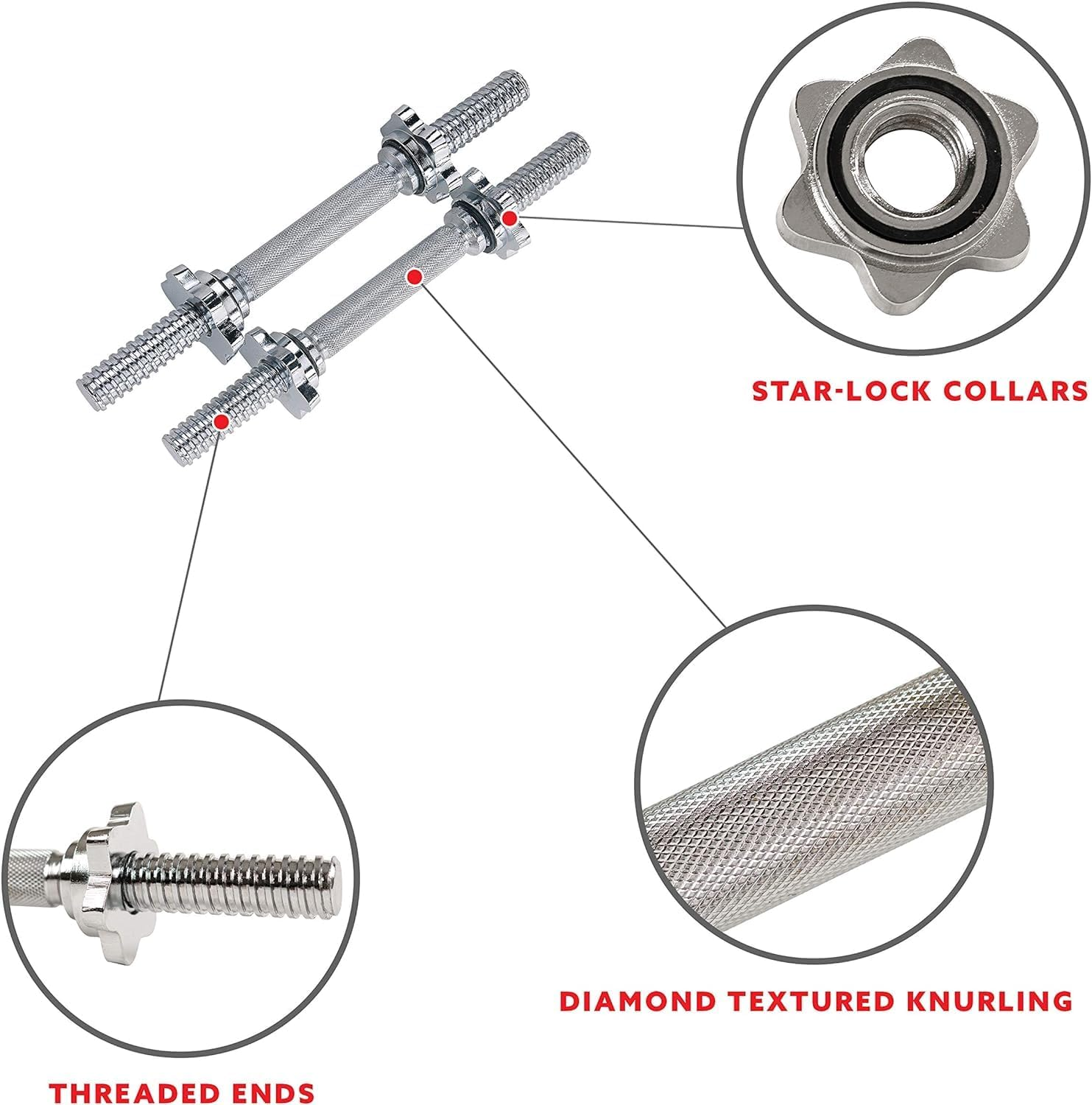 Sunny Chrome Dumbbell Bar, 14-Inch (Sold as Pair) image number 1