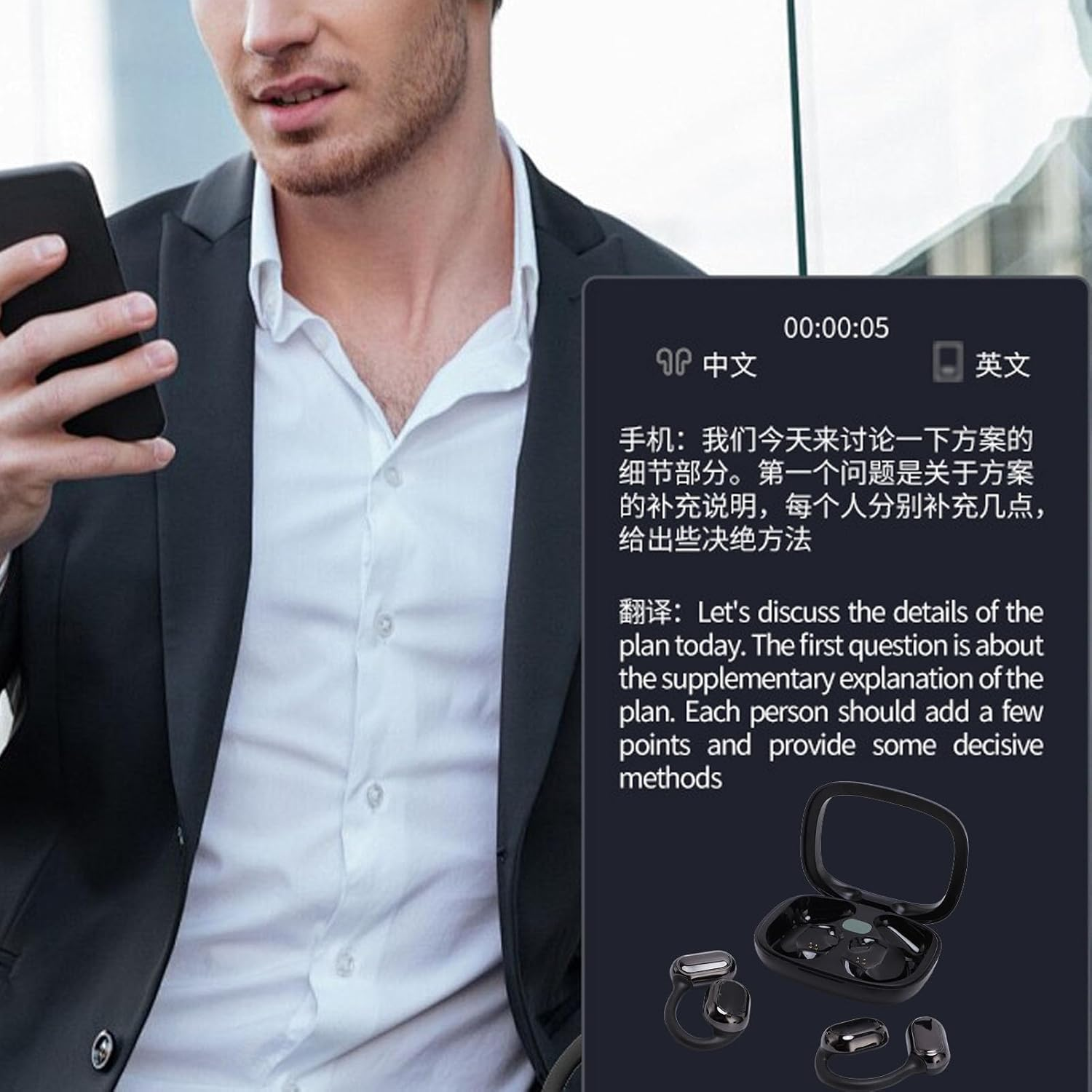 Luocute AI Translation Earbuds, Real Time Multilingual Communication with Offline Usage, Music Creation, on Wireless Translator Earbuds for Travel Business Learning image number 4