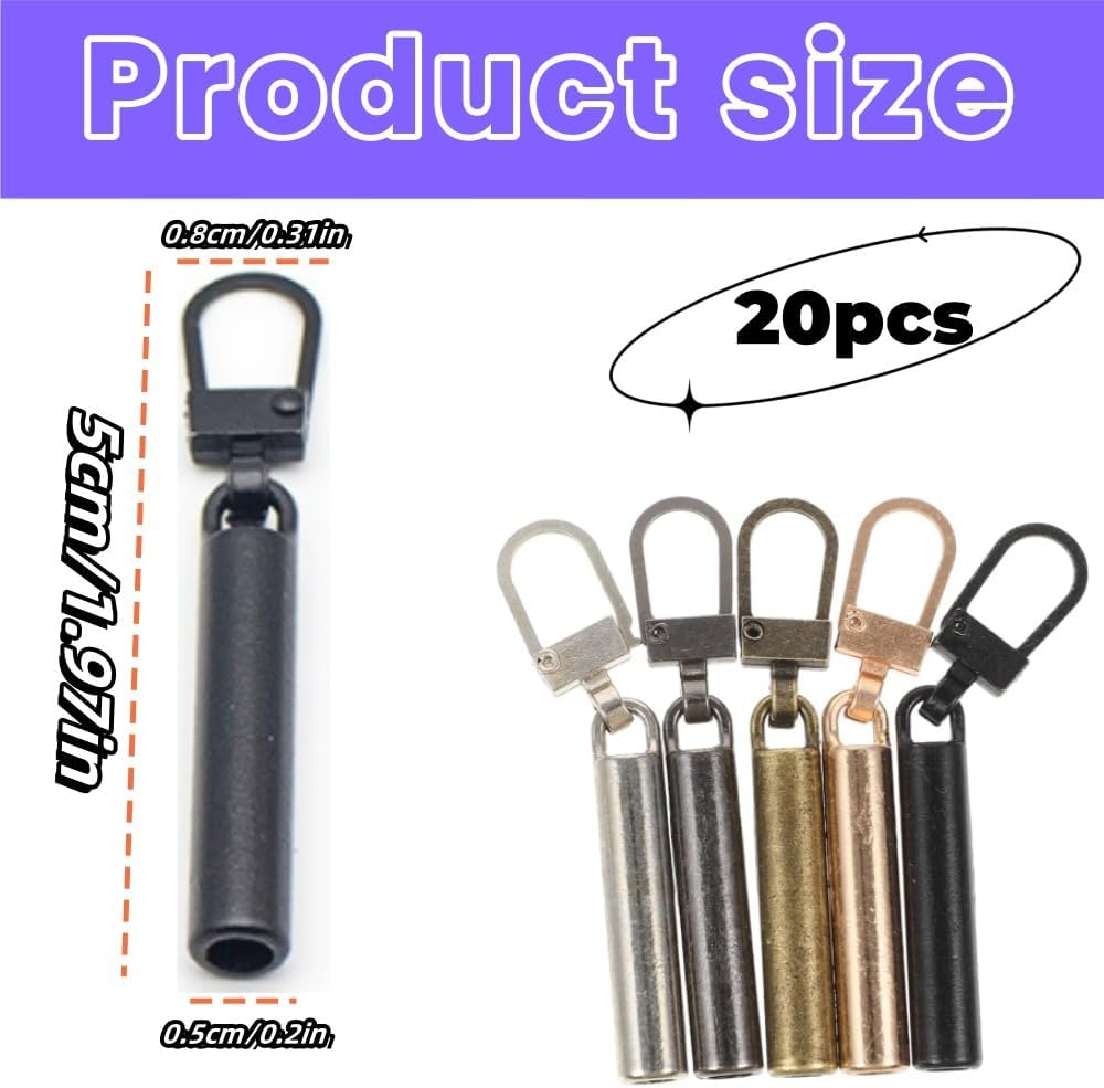 Jindizi 20Pcs Multifunctional Zipper Heads Replacement Kit for Jackets and More - Durable Zipper Heads image number 3
