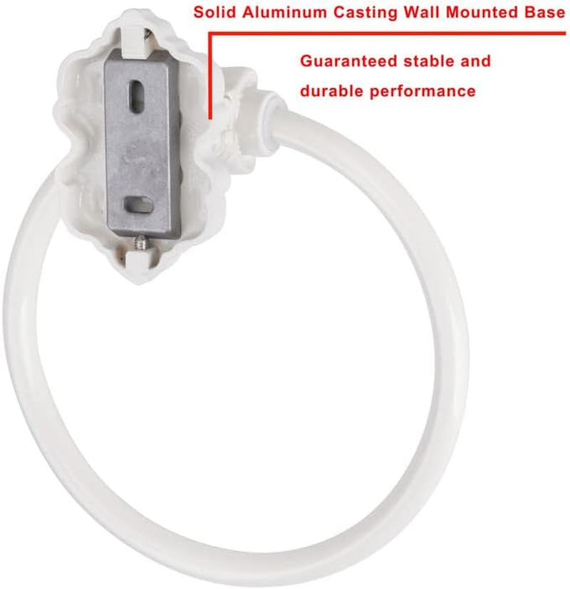 SDH Bathroom Towel Ring - Vintage Style Antique White & Gold Towel Hanger - Wall Mount Kitchen & Bathroom Hand Towel Holder - Pack of 1 Heavy Duty Decorative Aluminum Hanging Ring for Bathroom image number 4