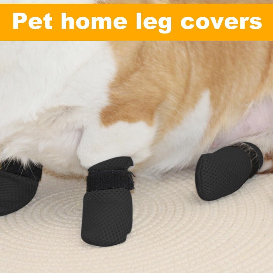 Pack of 4 Dog Shoes, Paw Protection for Dogs, Dog Shoes for Large Dogs, Paw Protection Dog Injury, Dog Shoes, Paw Protection, with Non-Slip Sole, for Small, Medium Dogs