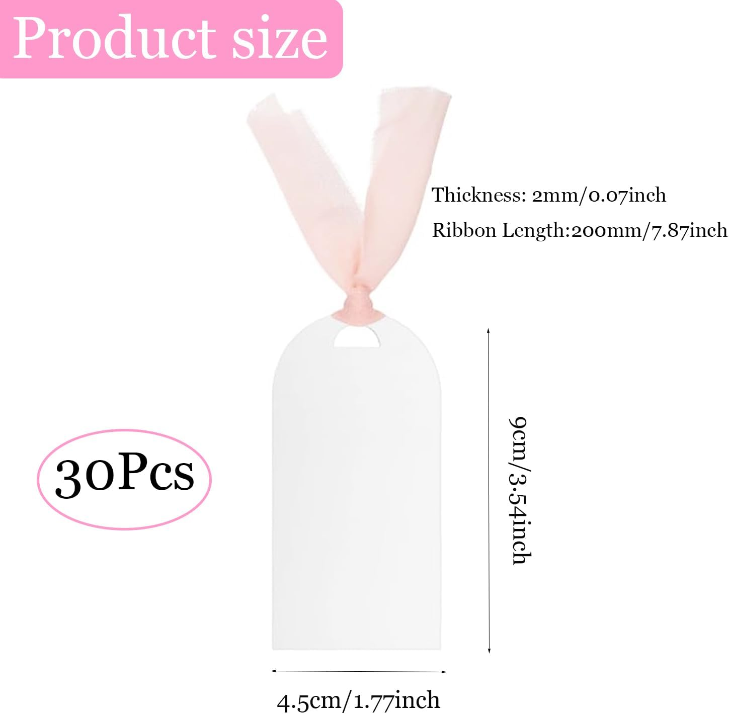 Xinghonyac 30 Pcs Frosted Acrylic Wedding Card, Arch Blank Wedding Decoration Seating Cards with Ribbon, DIY Place Cards, Decor Acrylic Name Tag for Table Setting Wedding, Dinner Parties Guest Name image number 3