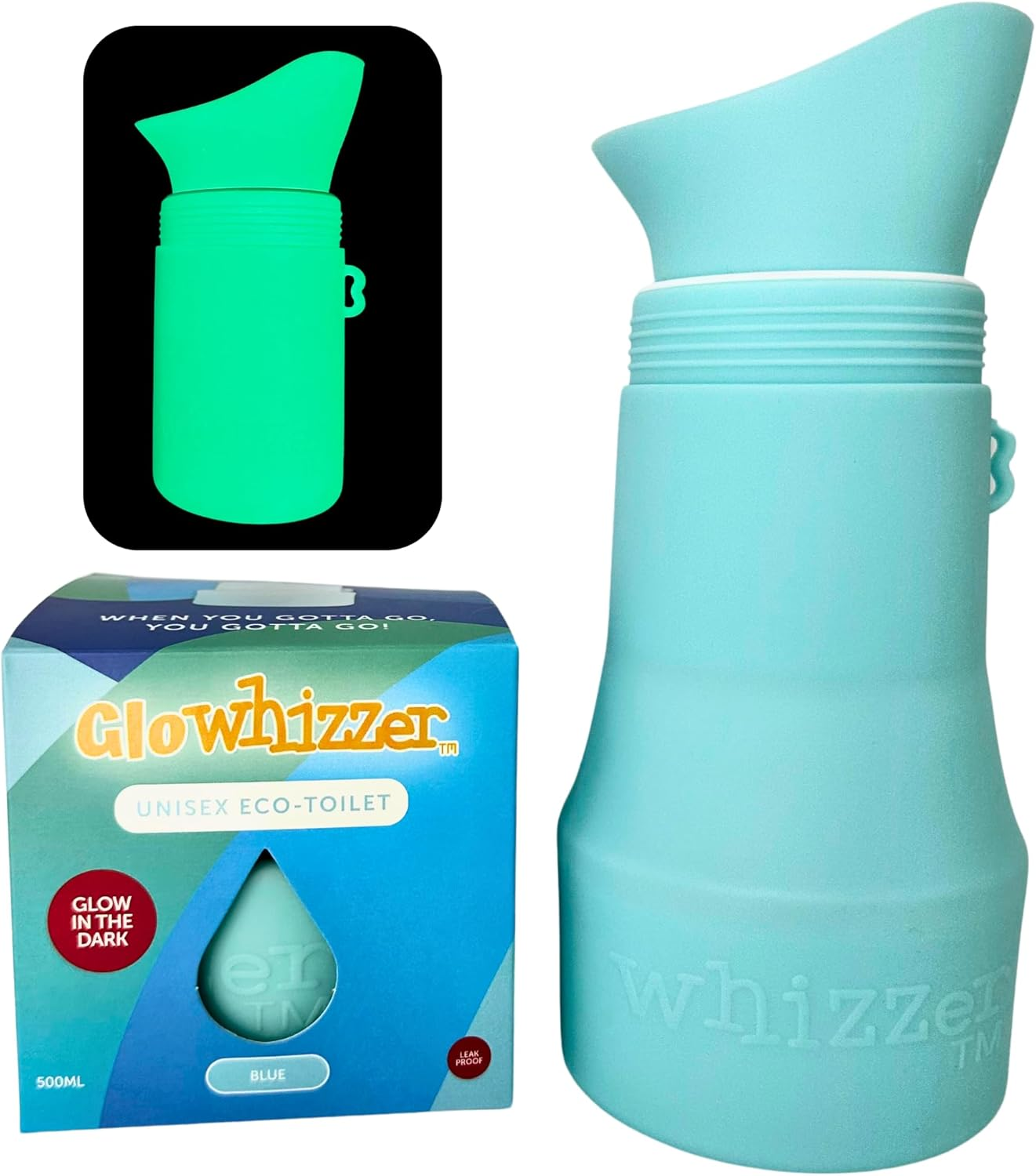 Whizzer&trade; - Discreet Portable Toilet for Adults - Seen on Dragons Den - Travel Essentials for Festivals, Camping, Caravans & Travel - Silicone Pee Bottle for Men & Women - Portable & Leakproof - 500Ml