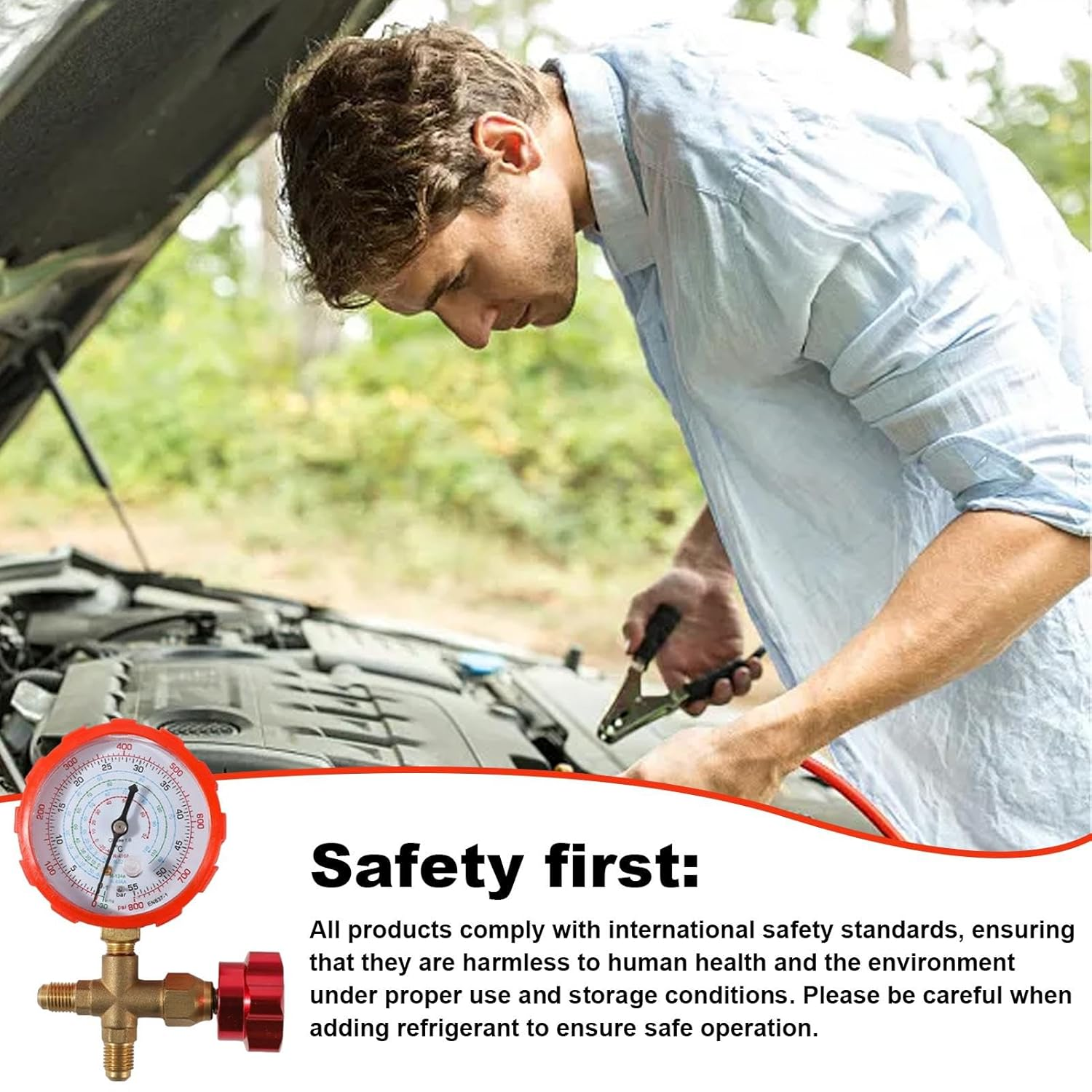 AC Manifold Gauge - Air Conditioning Gauges - Automotive Accessories, Precise Refrigeration Gauges, A/C System Maintenance R134A R22 R410A R404A image number 4