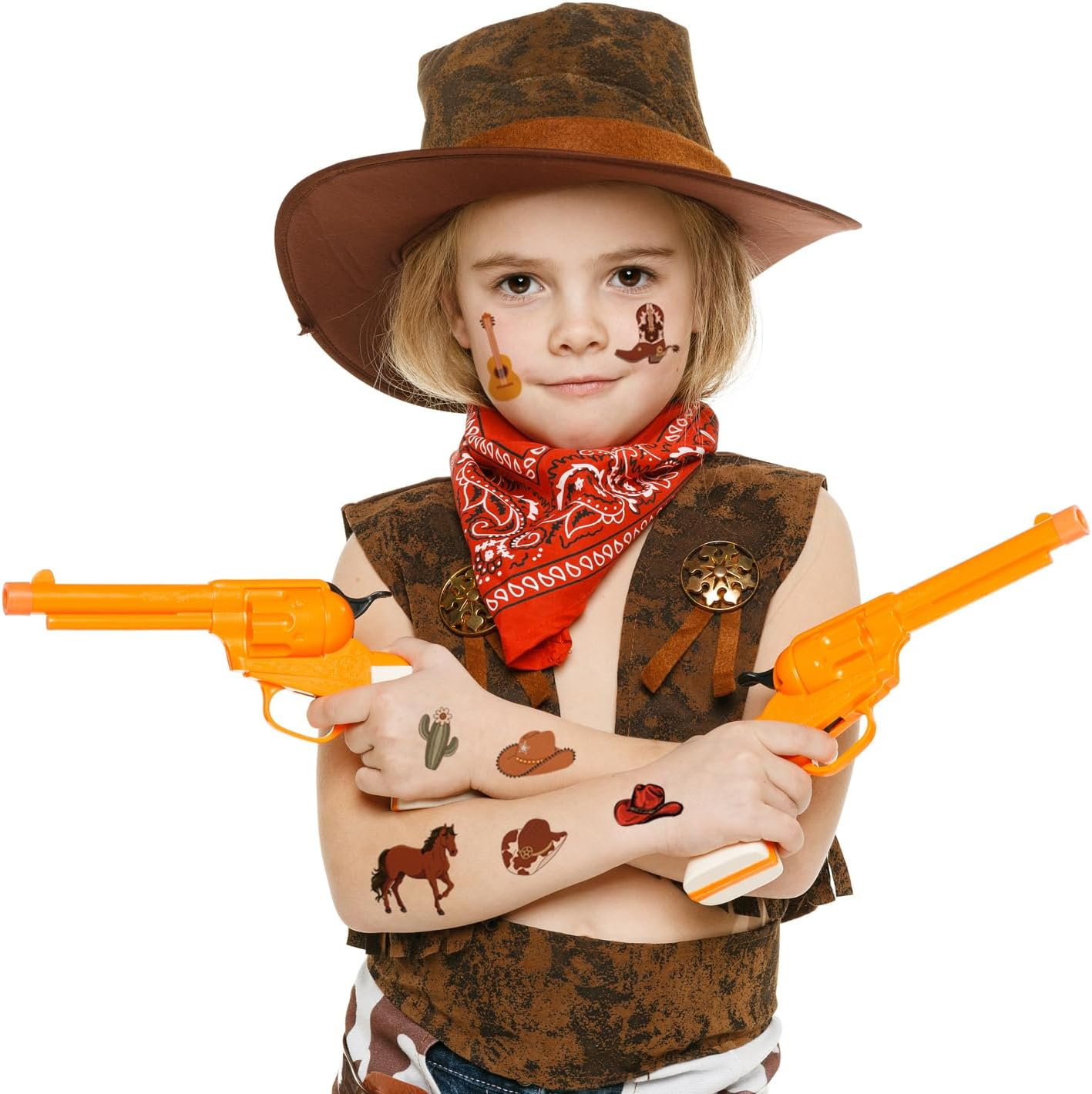 20 Cowboy Boy Tattoo Stickers, Cartoon Stickers in Western Style, Handmade Event Gifts, Suitable for Face and Hand Decoration image number 5