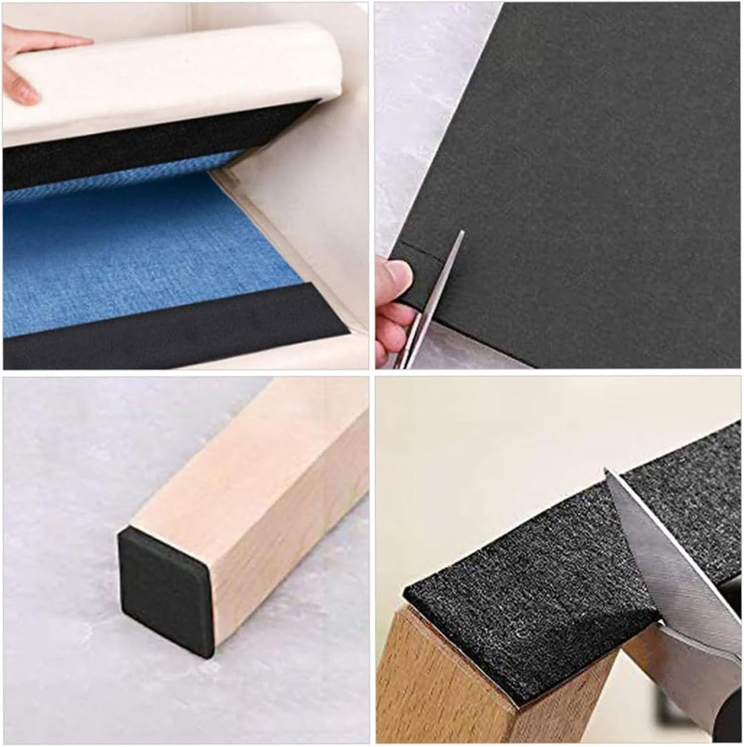 BEANPRECOY 3 Size Felt Strip Rolls DIY Furniture Felt Pads Felt Pad Furniture Self Adhesive Floor Protector Pad for Hardwood Floors Floor Protectors Desk Chair Sofa Leg Black（10/5/2Cm）*100Cm