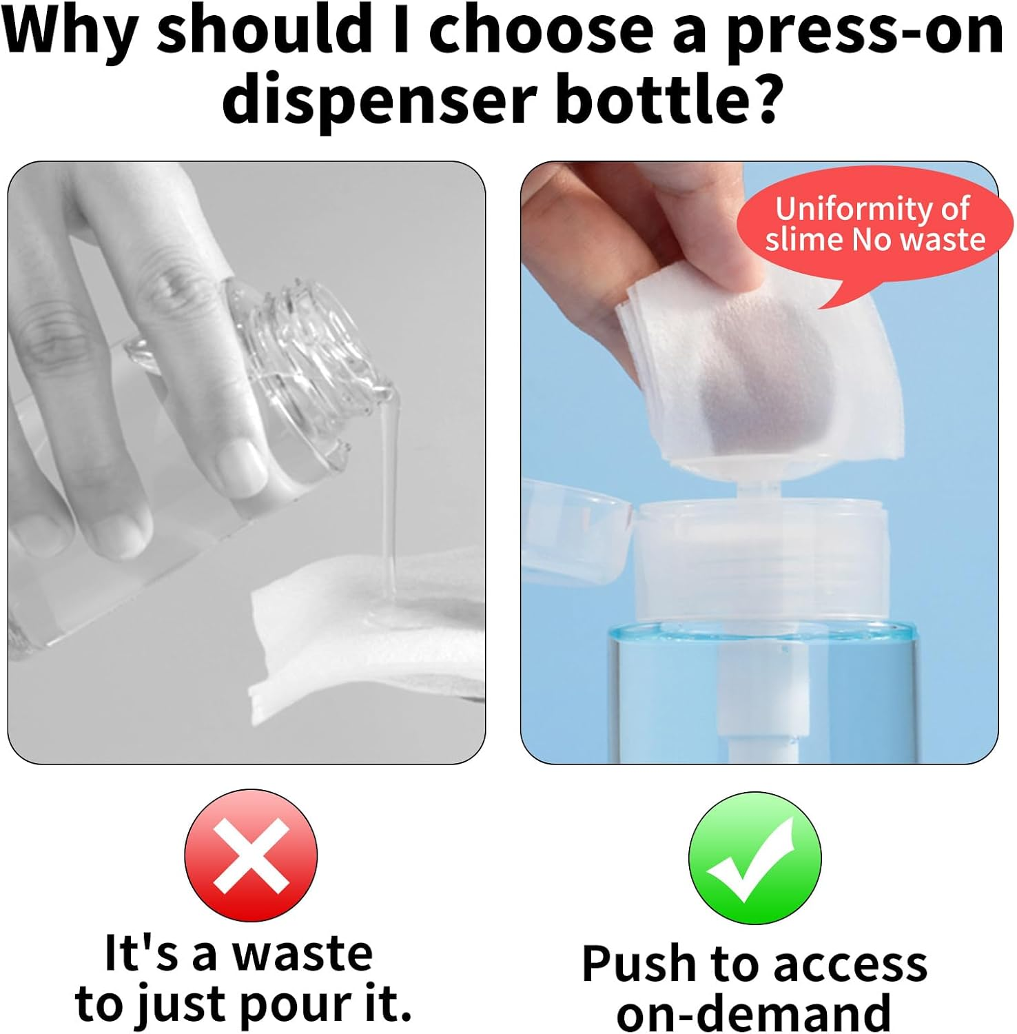 2 Pack Push down Pump Dispenser Bottle 300Ml Refillable Empty Bottle for Alcohol Makeup Remover Nail Polish Cleanser Travel Use Clear image number 1