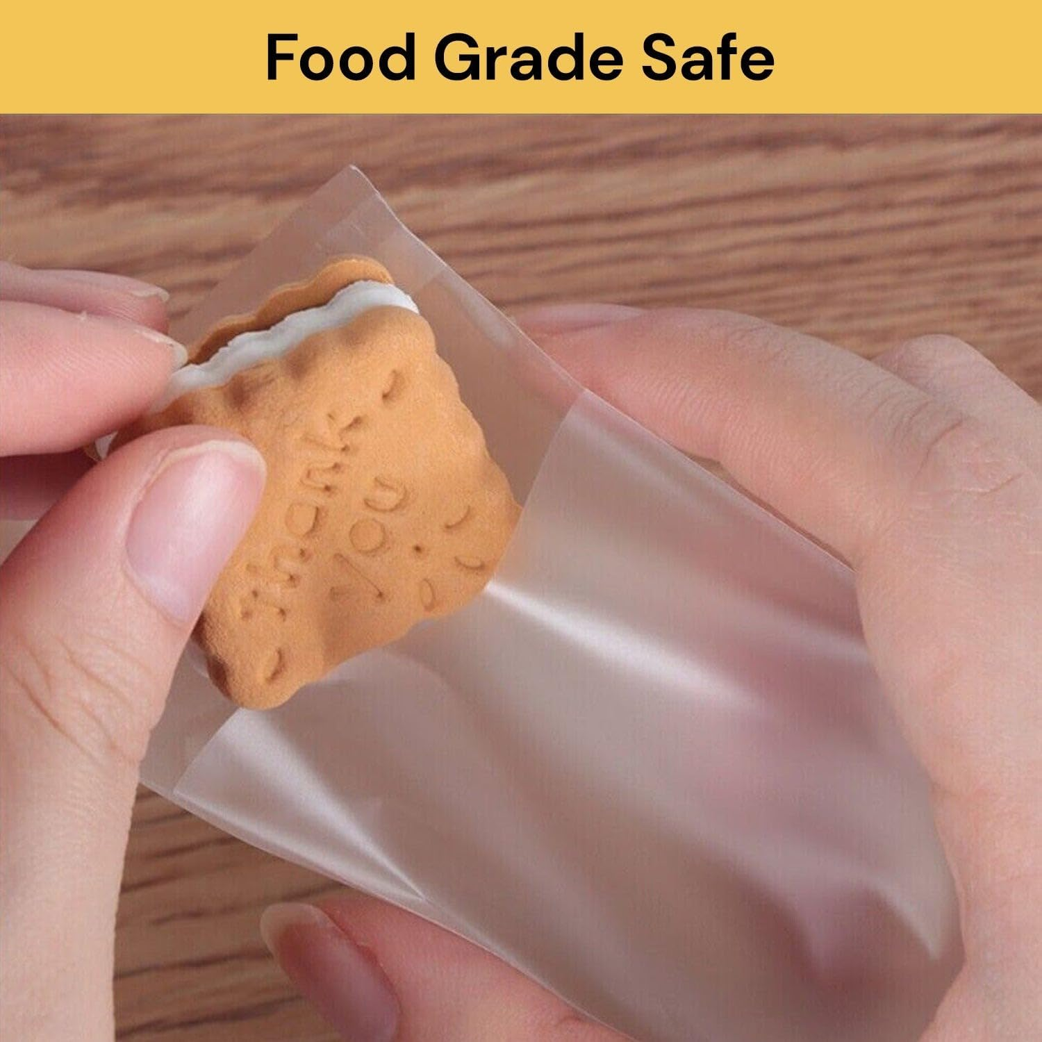 EZONEDEAL Clear Plastic Candy Packaging Bags Self Adhesive Cookie Biscuit Gift Bags -13Cmx10Cm - Clear - 100Pc/Pack image number 2