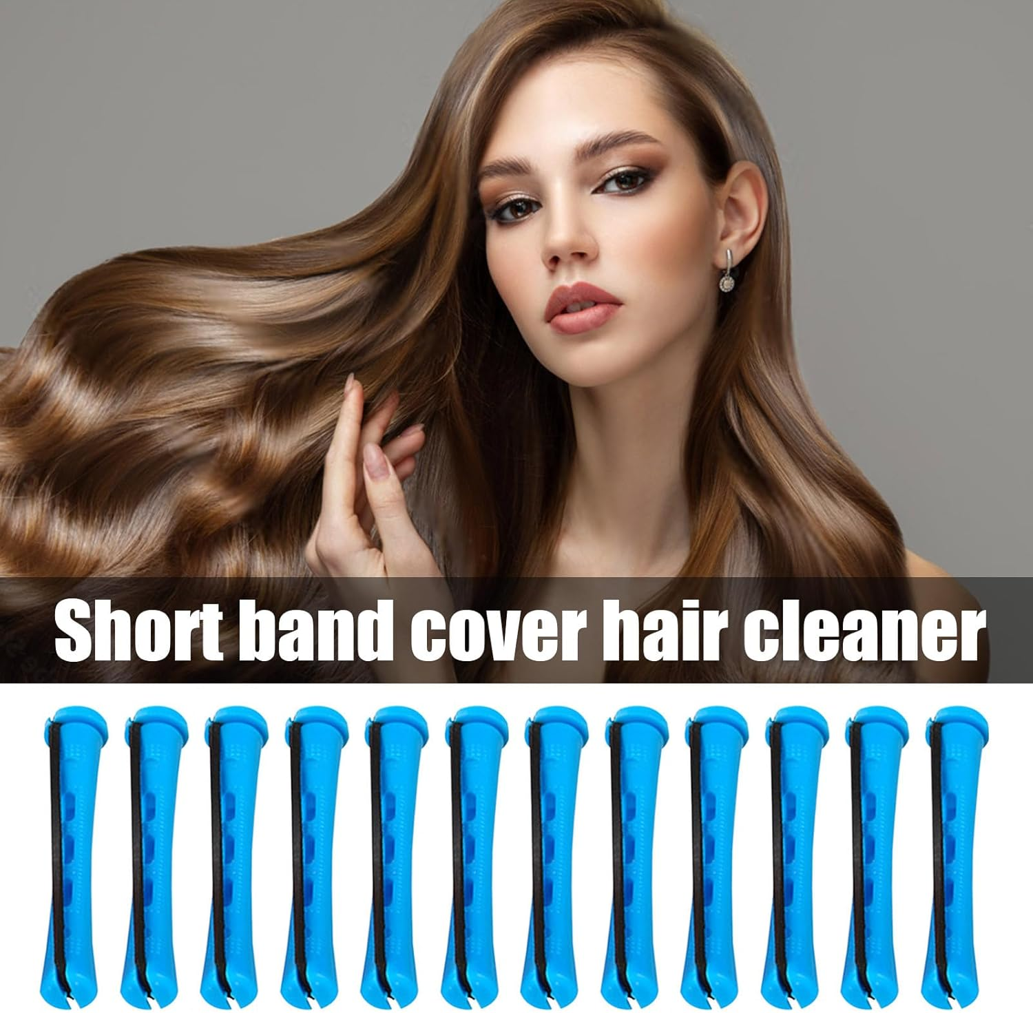 Whnbuij No Heat Hair Curlers | 12X Hair Rollers with Anti-Slip Rubber Bands - Heatless Tool, Portable Styler for Home Use and Travel - Blue image number 4
