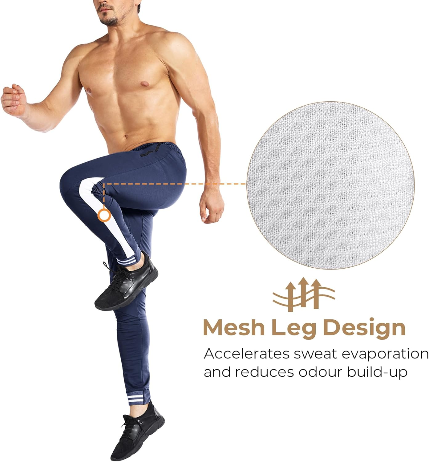 ZENWILL Men'S 3-Zip Gym Track Pants,2 Pack Mesh Leg Casual Workout Sports Joggers Pants Athletic Running Sweatpants with Pockets image number 3