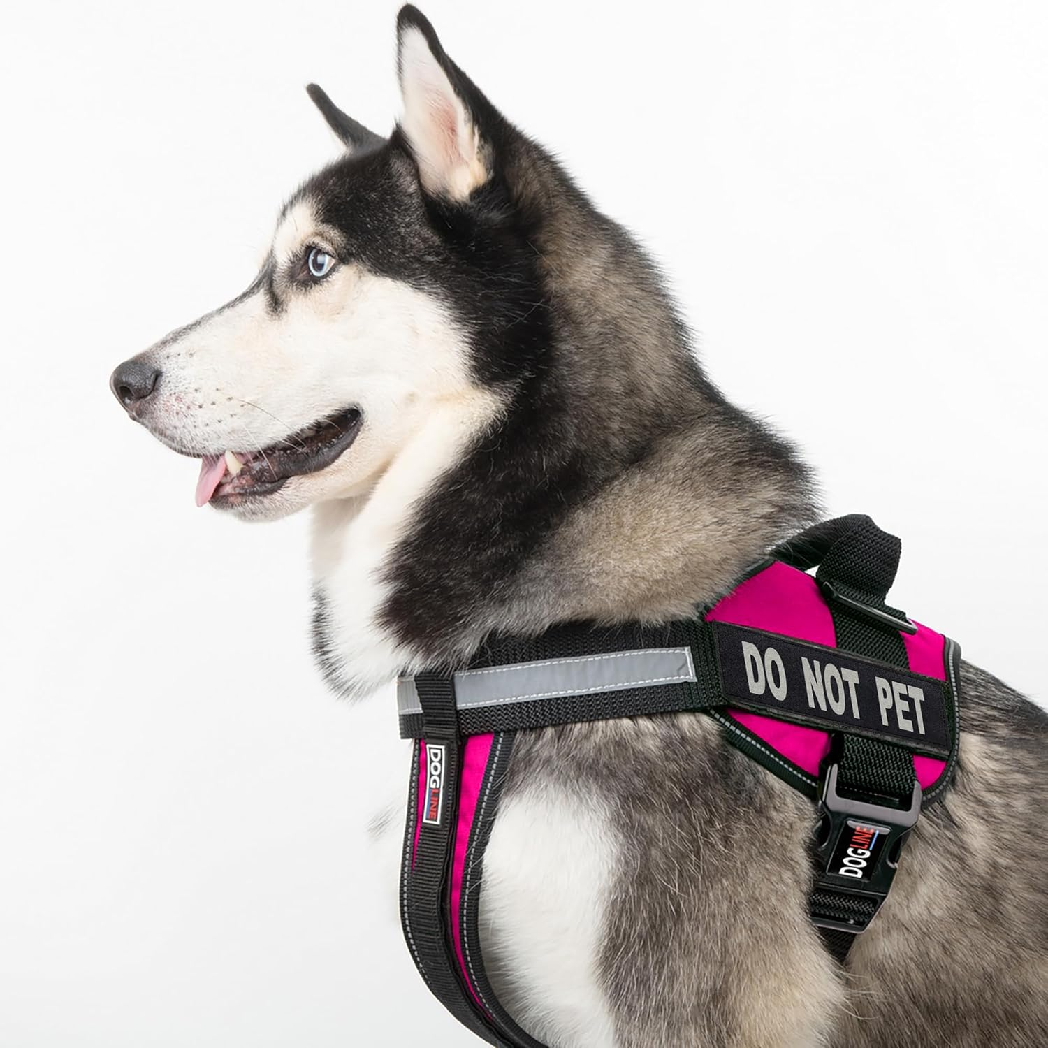 Dogline Vest Harness for Dogs and 2 Removable Do Not Pet Patches, Medium/22 to 30", Pink image number 5