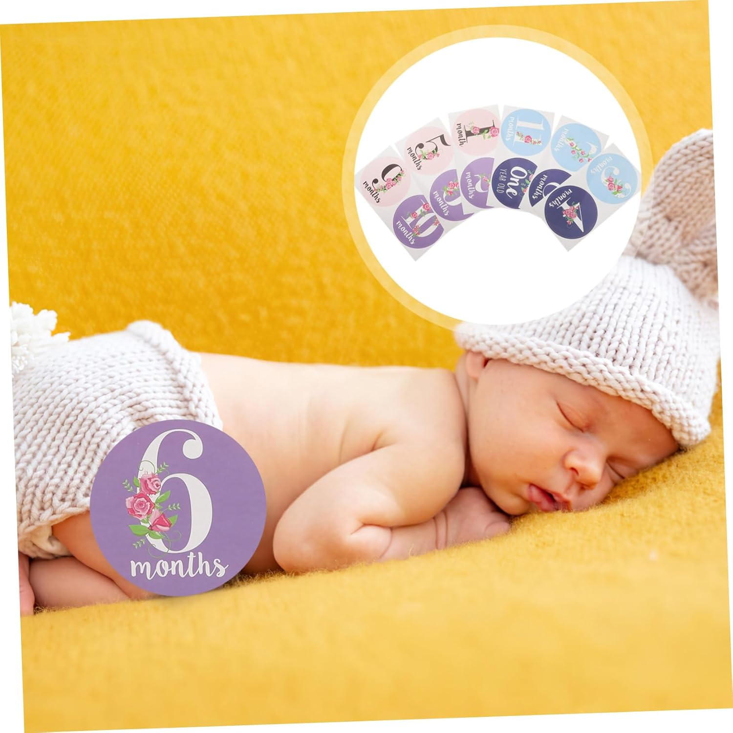 Baby Milestone Stickers Monthly Stickers for Newborns for Photo Props 12Pcs Set for Baby Monthly Scrapbook and Memory Keeping image number 2