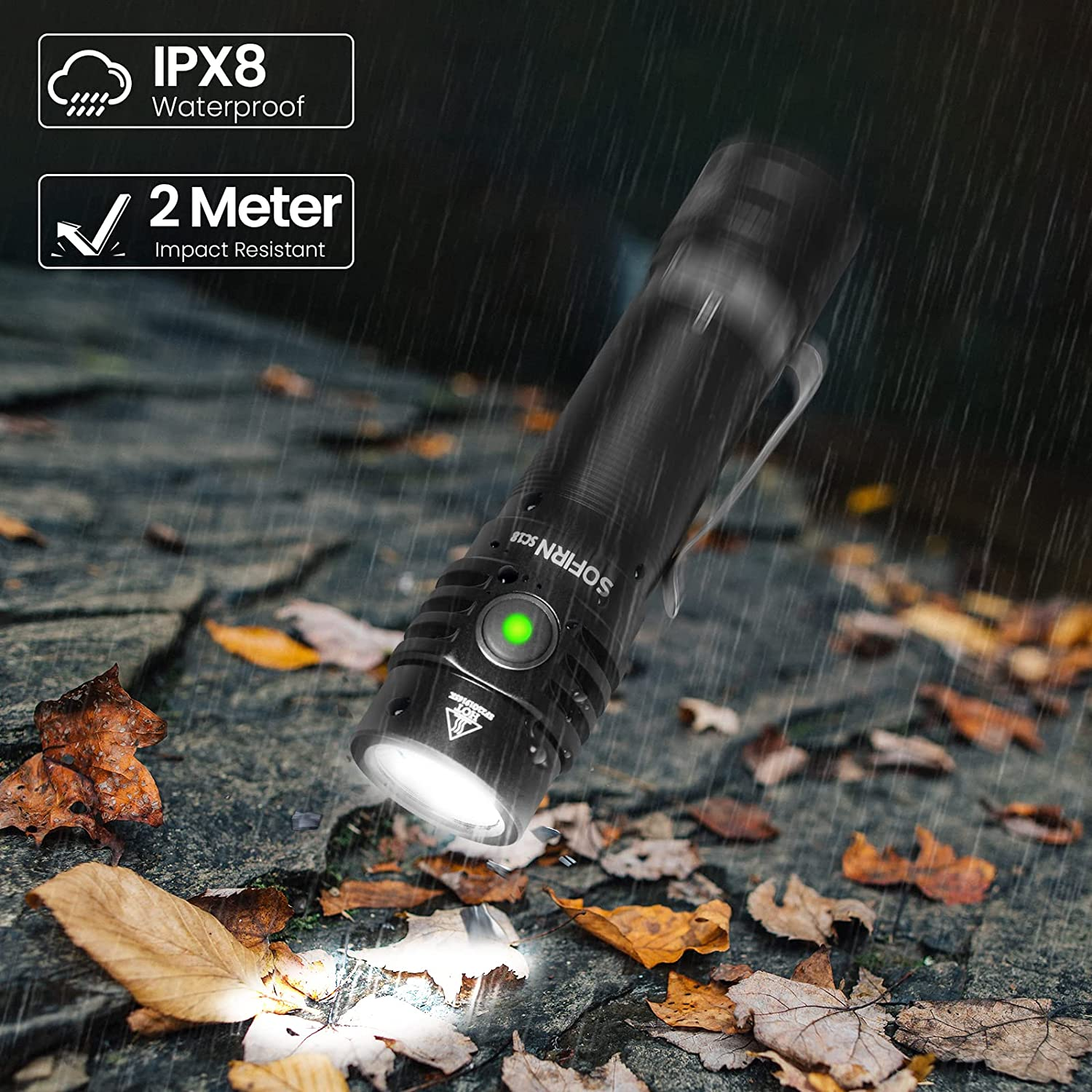 Sofirn SC18 Led Torch Rechargeable 1800 Lumens, Pocket EDC Flashlight with Super Bright LED, IPX8 Water Resistance Handheld Torch, for Camping Hiking Emergency image number 2