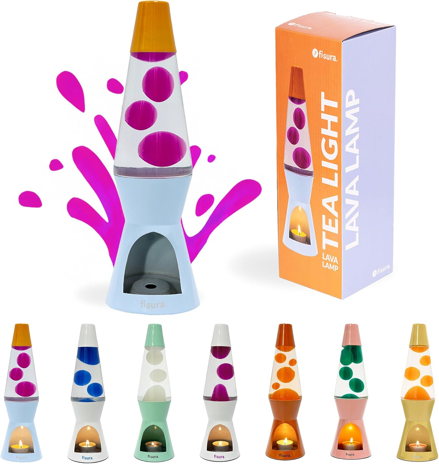 Fisura - Yellow Lava Lamp without Electricity. Environmentally Friendly Lamp. Original Gift. 29 Cm X 8.5 Cm (Candle Not Included)