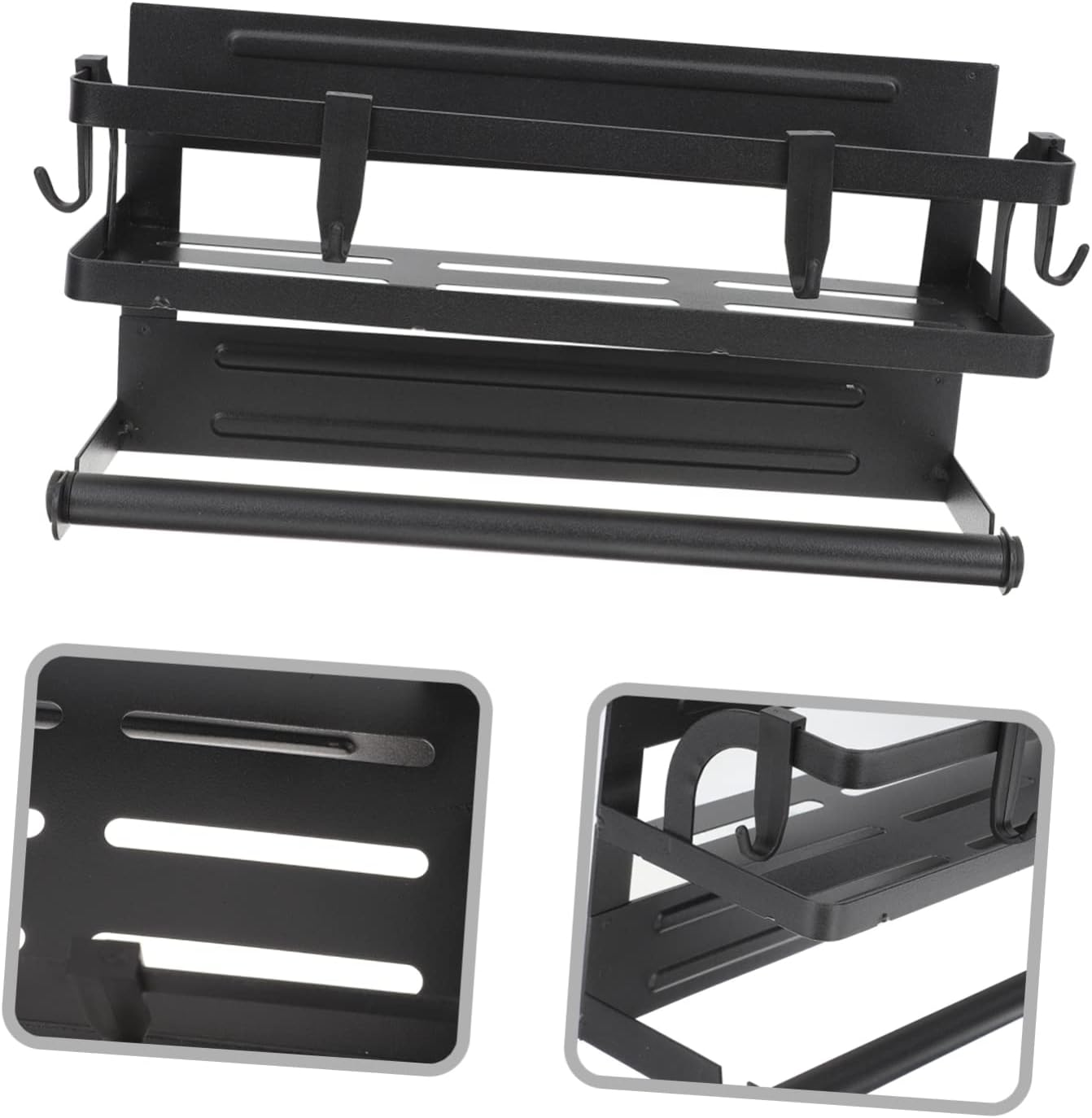 COLLBATH Magnetic Spice Rack for Refrigerator Kitchen Organizer Hooks Safety Guardrail Versatile Shelf for Cooking Oils Jars and Seasonings Space-Saving Design for Home Storage image number 5