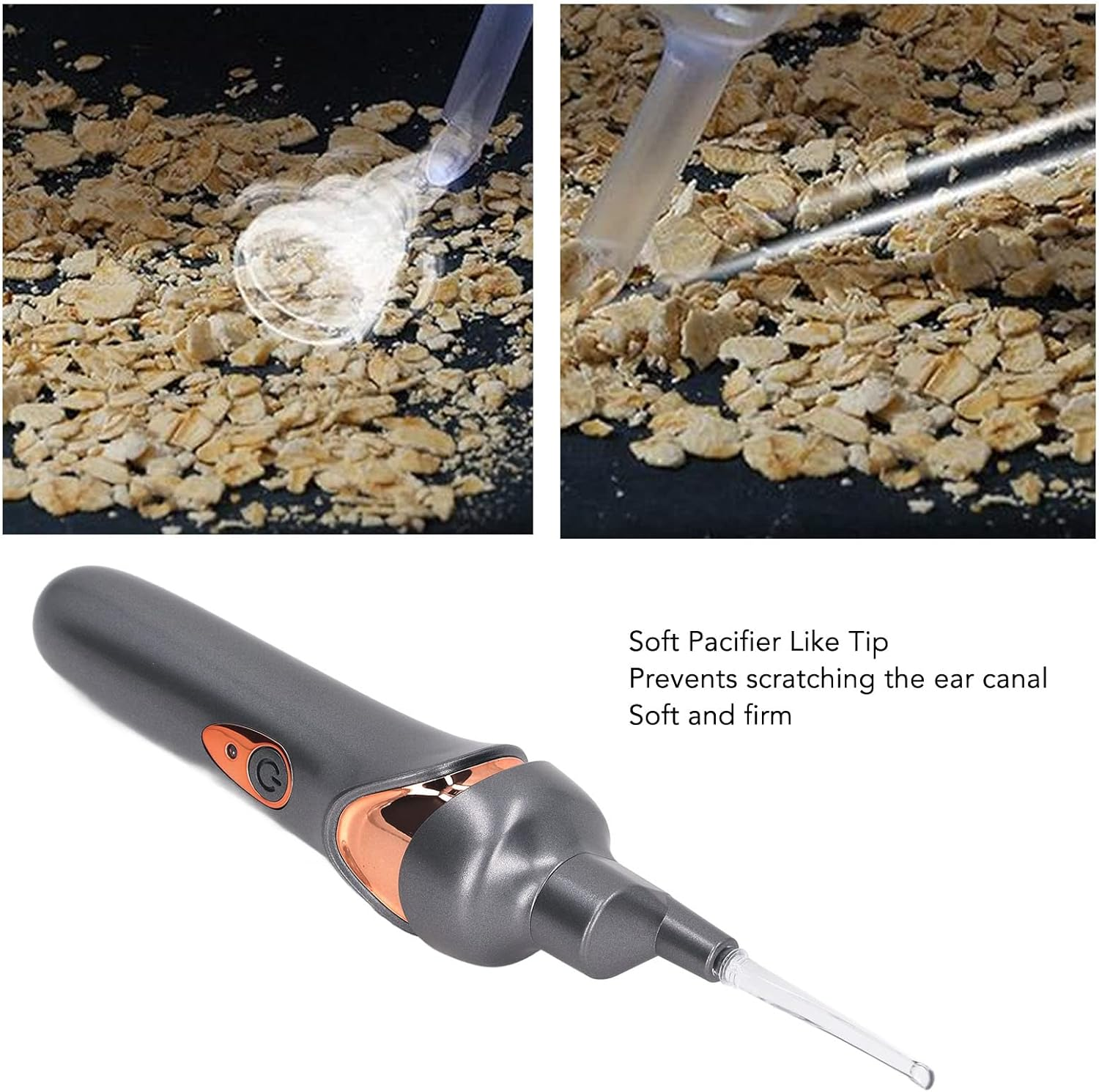 Electric Ear Suction Device, Portable Automatic Electric Vacuum Ear Pick Ear Cleaner Earwax Remover with LED Light for Earwax Removal, Soft Prevent Ear-Pick Clean Tools Set (Black)