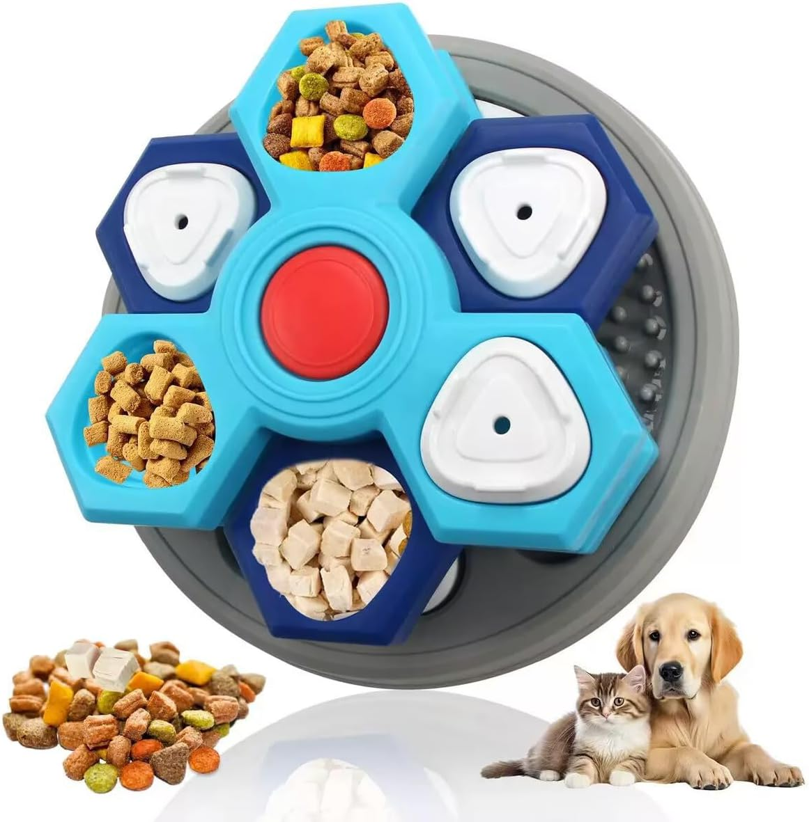 Interactive Dog Treat Puzzle Toys for IQ Training & Mental Stimulating, Fun Slow Feeder, Dog Puzzle Toy, Large Medium Small Dogs Enrichment Toys - for Puppies, Cats, Dogs (3 Layers(Gray Bottom)) image number 6