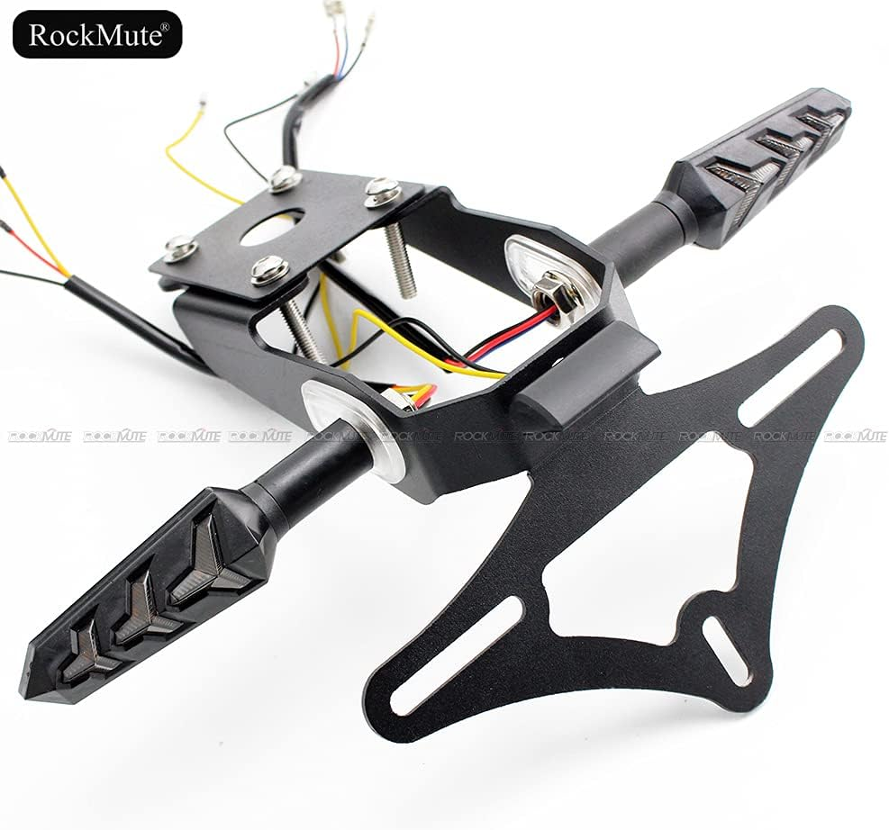 Motorcycle Tail Tidy for Kawasaki Ninja 650 Z650 2017-2021 Licence Plate Holder Fender Eliminator Bracket Mount with Turn Signal Indicator Sequential Flowing LED Light (Full Set (Holder+Indicators)) - Full Set (Holder+Indicators) image number 2