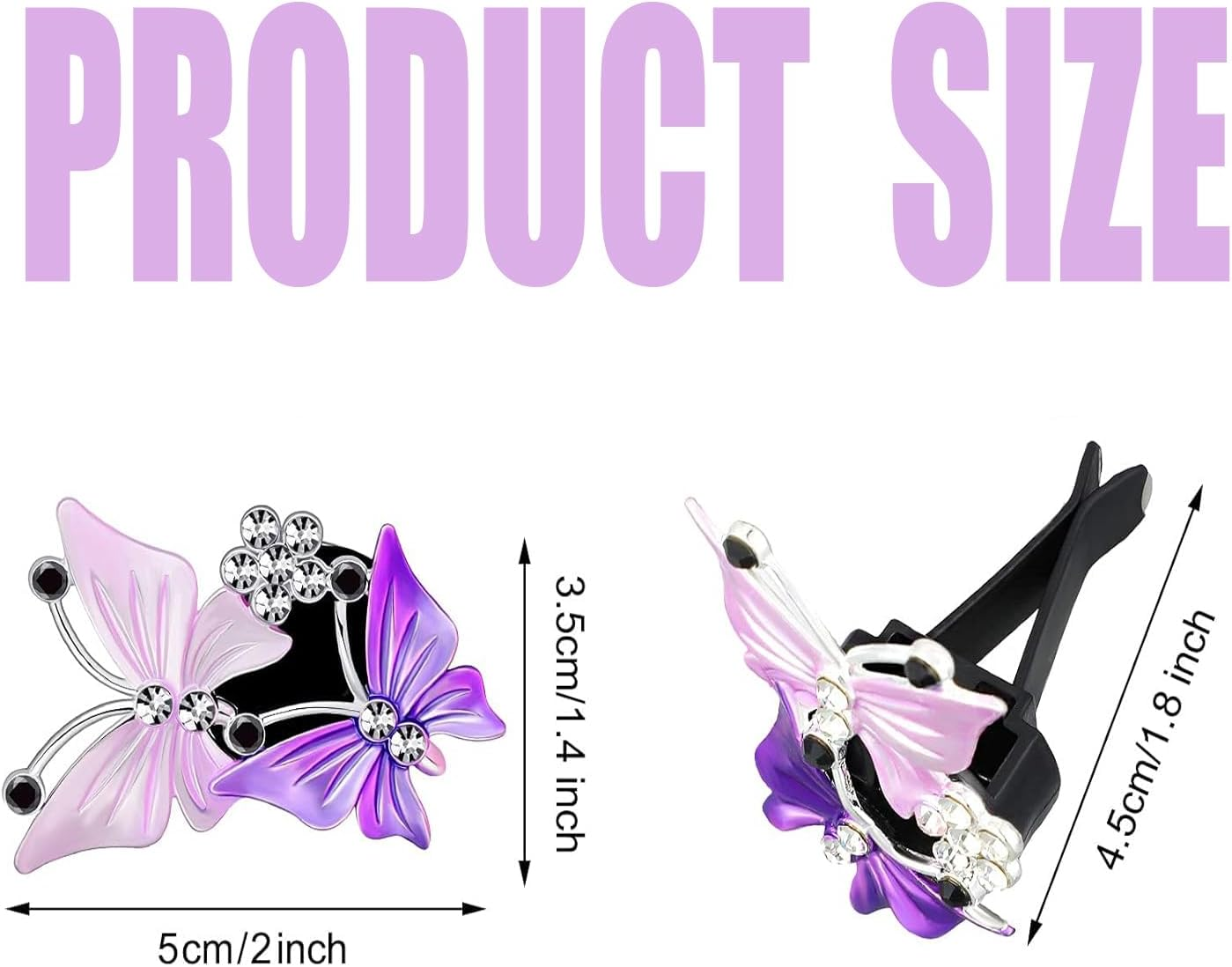 Lexziuo 2PCS Sparkly Butterfly Car Air Freshener Clips, Elegant Rhinestone Vent Clips for Women, Quick Install Automotive Accessories, Car Vent Decor, Fragrance Holder for Car image number 4