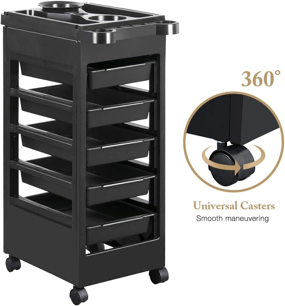 Hairdressing Trolley Storage Rolling Tool Cart Salon Furniture on Wheels 6 Tiers 5 Tray