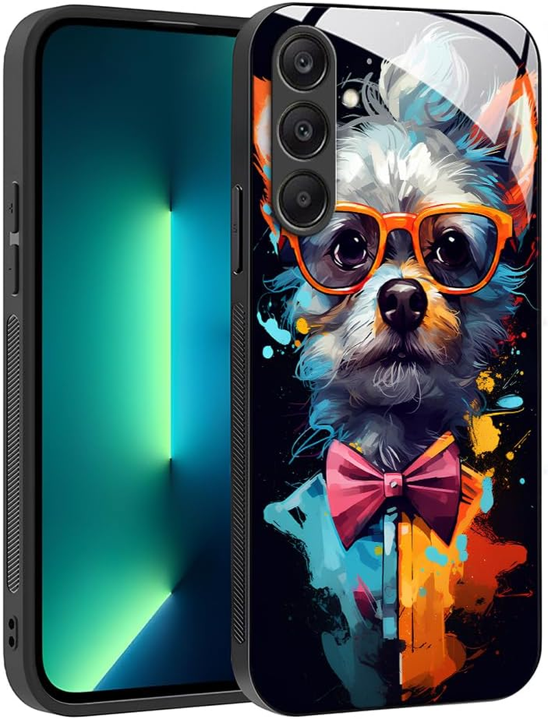 YUXING Case for Samsung Galaxy A56 5G - Abstract Geometry Pattern Design Mobile Phone Case Thin Scratch-Resistant Glass Back Non-Slip Shockproof Protective Case (Cyberpunk)