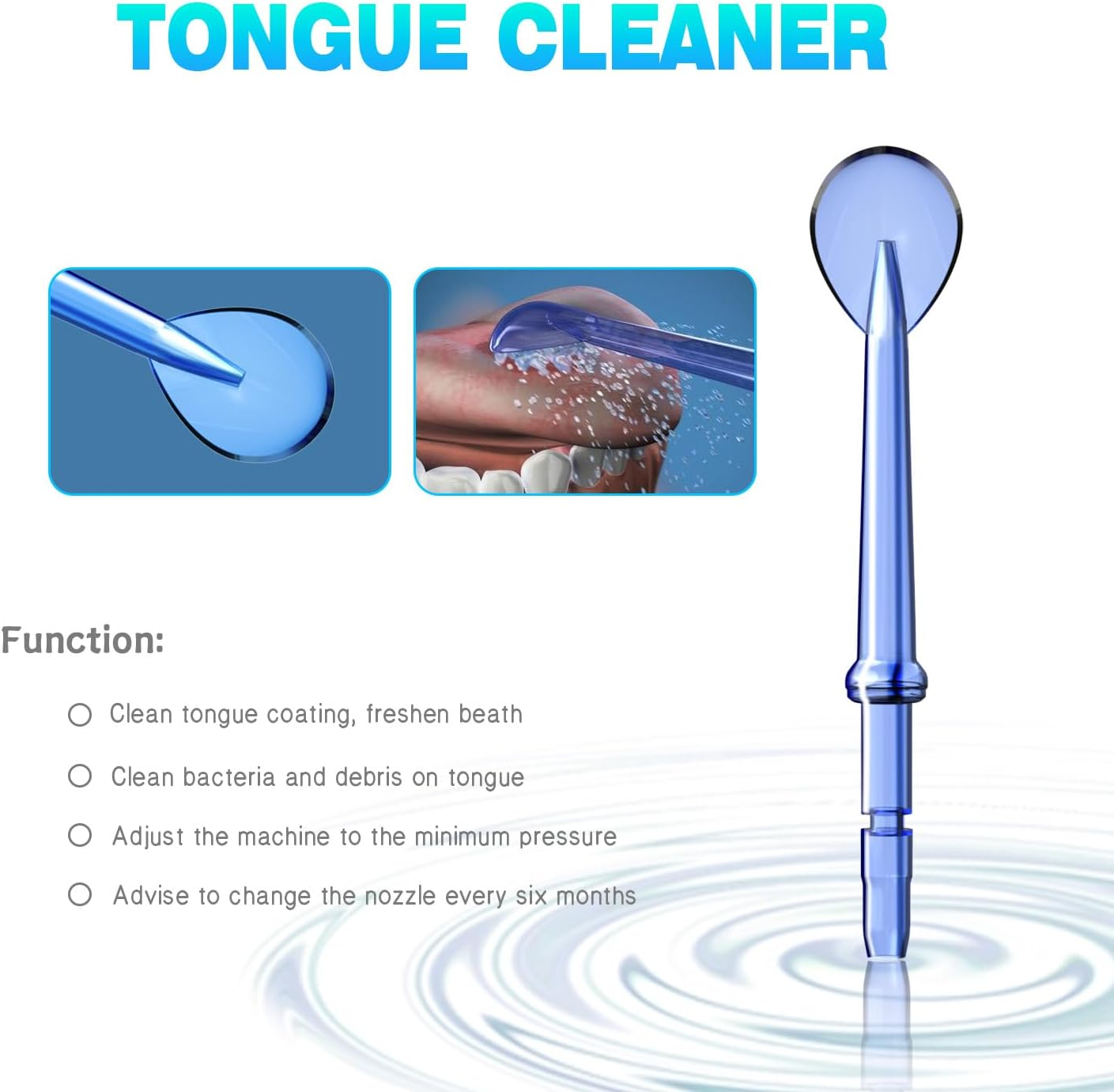 Tongue Cleaner Tip for Waterpik Water Flosser, Tongue Scraper Attachment Replacement for Waterpik Water Flosser, 3PCS