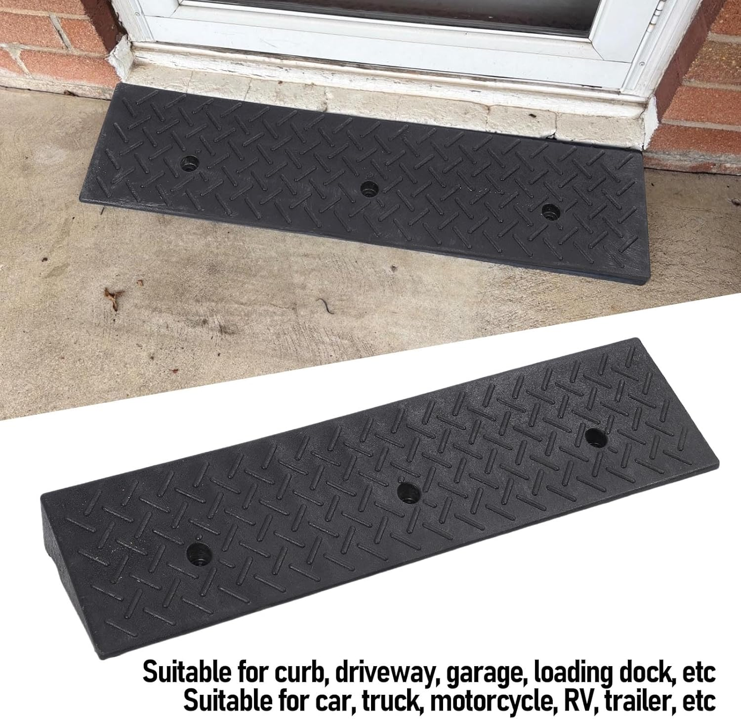 Rubber Curb Ramps, 22000LB Capacity, Heavy Duty 3In Rise Threshold Bridge Curb Ramp, Car Ramp for Trucks, Buses, Cars, Wheelchairs, Bikes image number 1