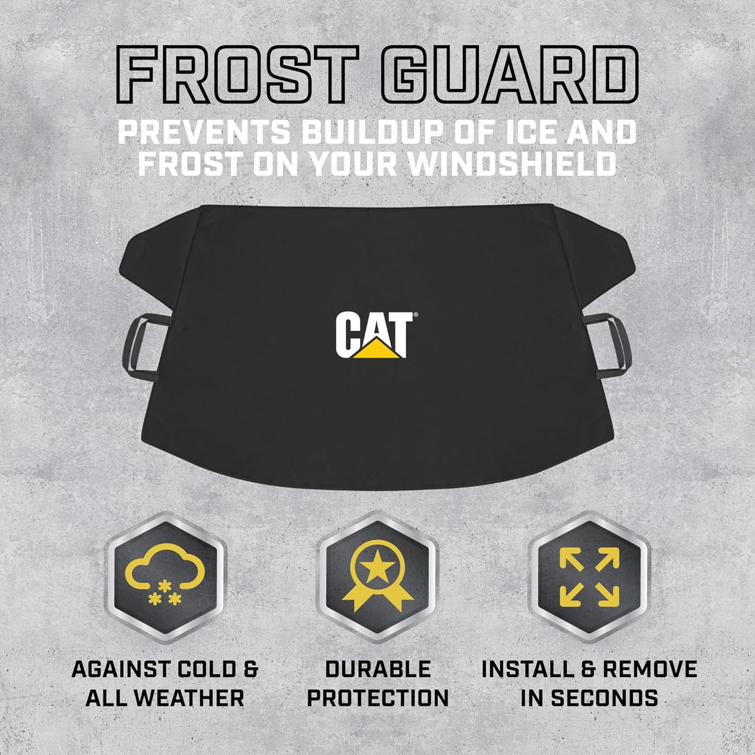 CAT Windshield Snow Cover, Toughest Car Frost Protector for Ice & Sleet, Weatherproof for Winter, Includes Magnetic Anti-Theft, Freeze Protector for Auto Car Truck Van SUV, Wide Size 78"X45" Inch