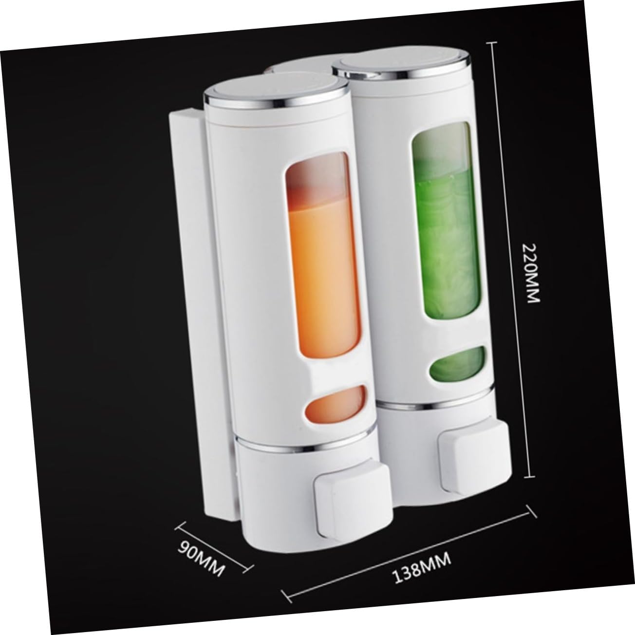 BRIGHTFUFU Manual Liquid Soap Dispenser Double-Head Abs Plastic Pump 400Ml Waterproof for Bathroom Kitchen Shower image number 2