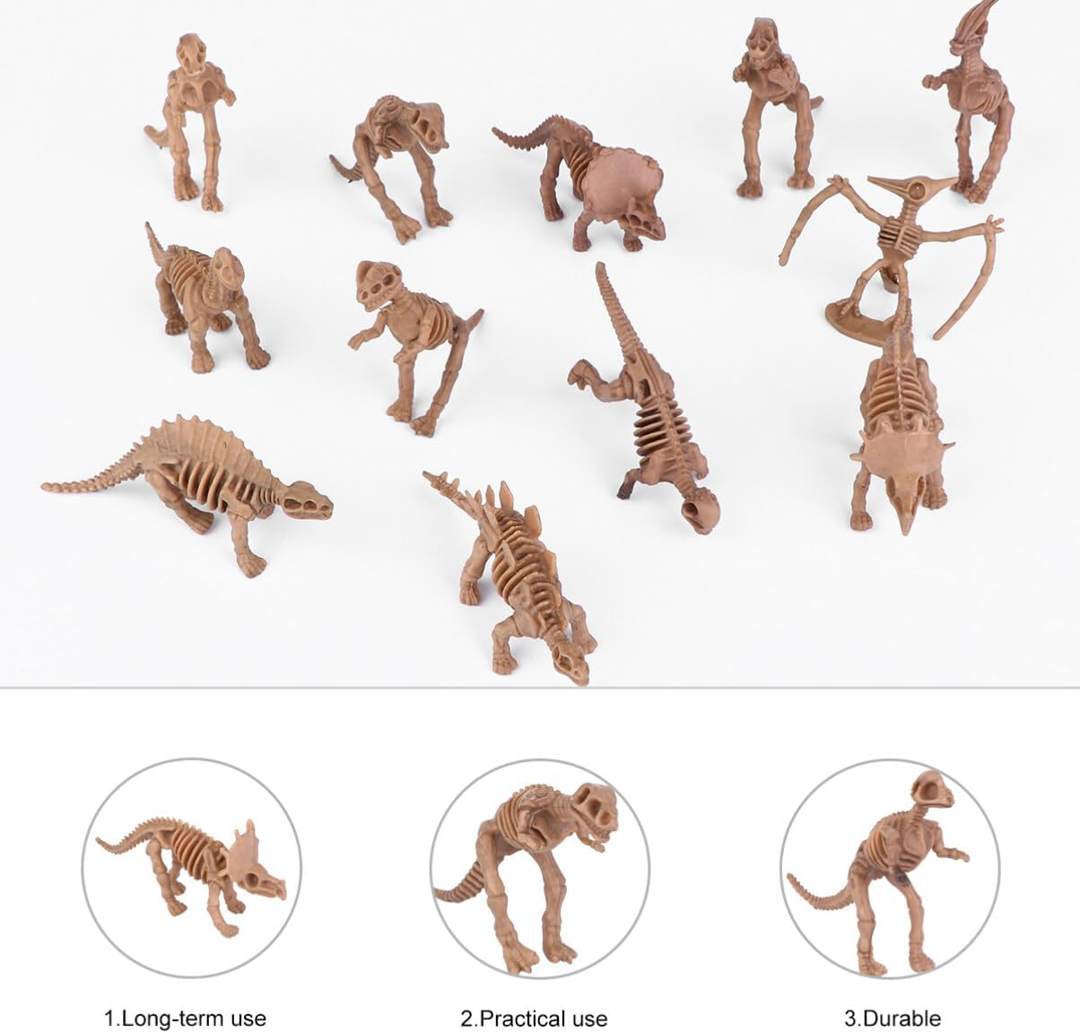 Ciieeo Dinosaur Party Favors 12Pcs Simulation Dinosaur Skeleton Plastic Fossil Skeleton Figure for Halloween Decoration Party Decoration image number 4