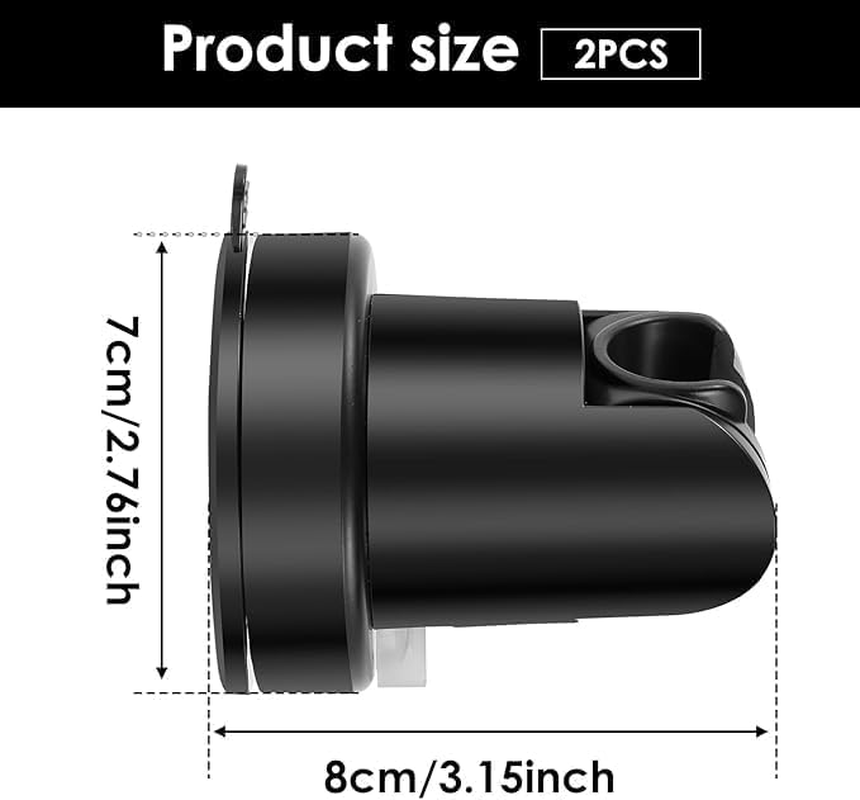 No-Drill Suction Cup Shower Head Holder, 2Pcs Wall Mount Shower Head Bracket with Vacuum Suction Cup,Vacuum Suction Cup Shower Head Holder,Black Vacuum Suction Cup Removable Shower Head Holder image number 1