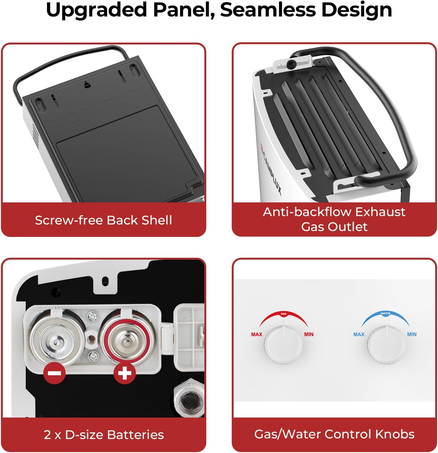 Camplux AY132 Gas Hot Water Heater Tankless, Portable LPG Camping Shower Instant, for RV, Outdoor Use, 5L image number 4