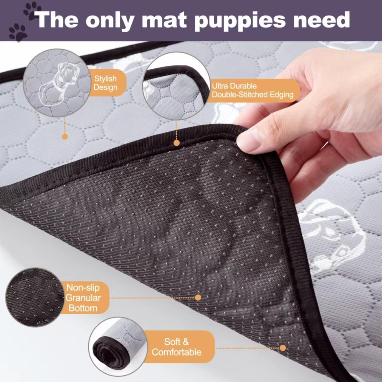 4 Pack Upgrade Washable Pee Pads for Dogs, Reusable Pee Pads for Dogs, Wee Wee Pads, Absorbent Puppy Pads Pet Training Pads, Waterproof Whelping Pads 18"X24" Dog Pee Pad image number 6