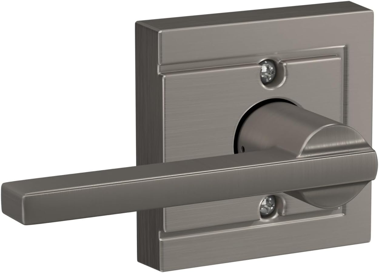 Schlage F170 LAT 619 ULD Latitude Lever with Upland Trim Non-Turning Lock, Satin Nickel image number 4