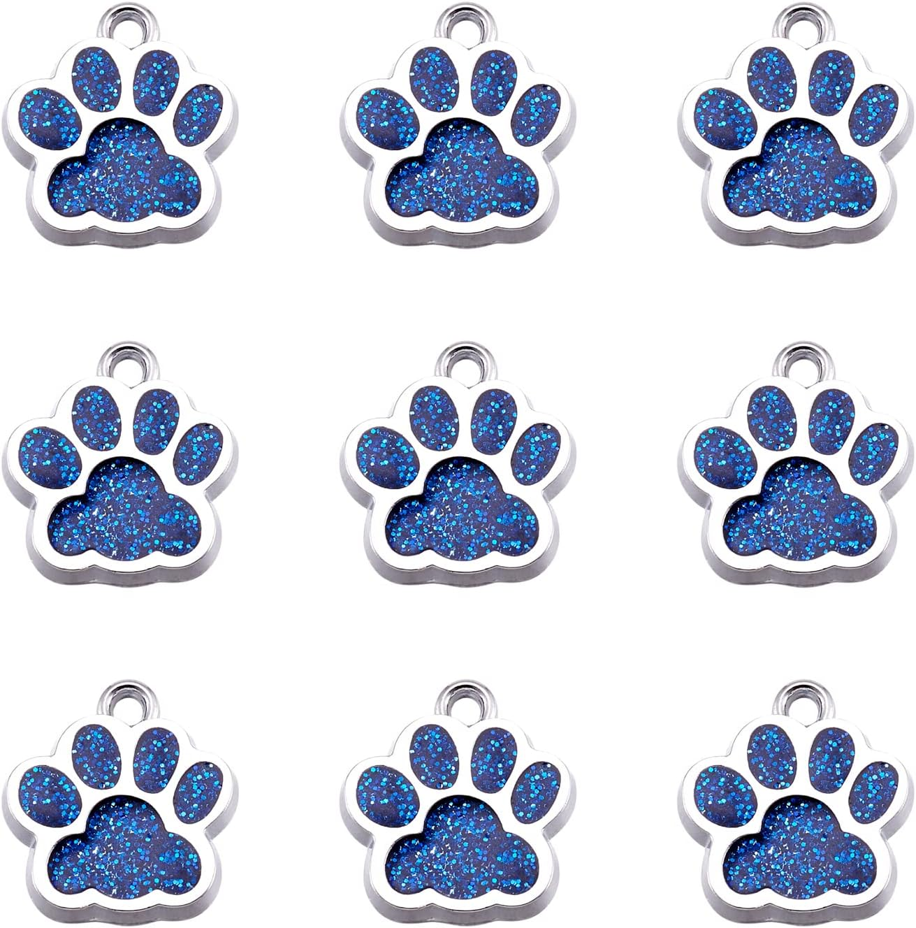 Crafans Animal Cat Dog Paw Charms with Glitter Powder, Alloy Enamel Puppy Footprint Charms Paw Prints Pendants for Jewelry Making, Metal, No Gemstone image number 4