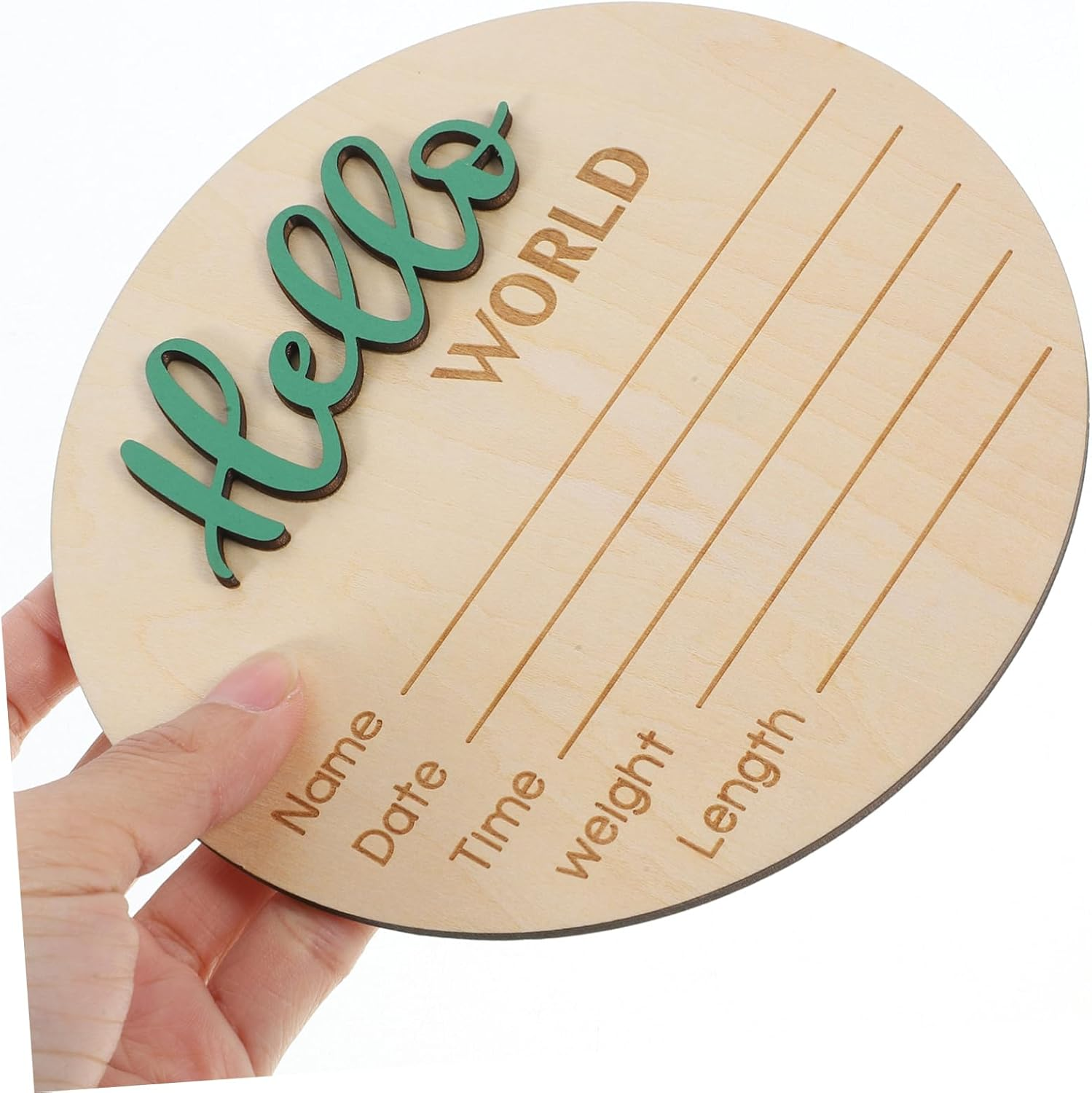 Wooden Birth Announcement Sign for Newborn round Name Announcement Photography Durable Sign for Shower and Nursery Decor image number 6